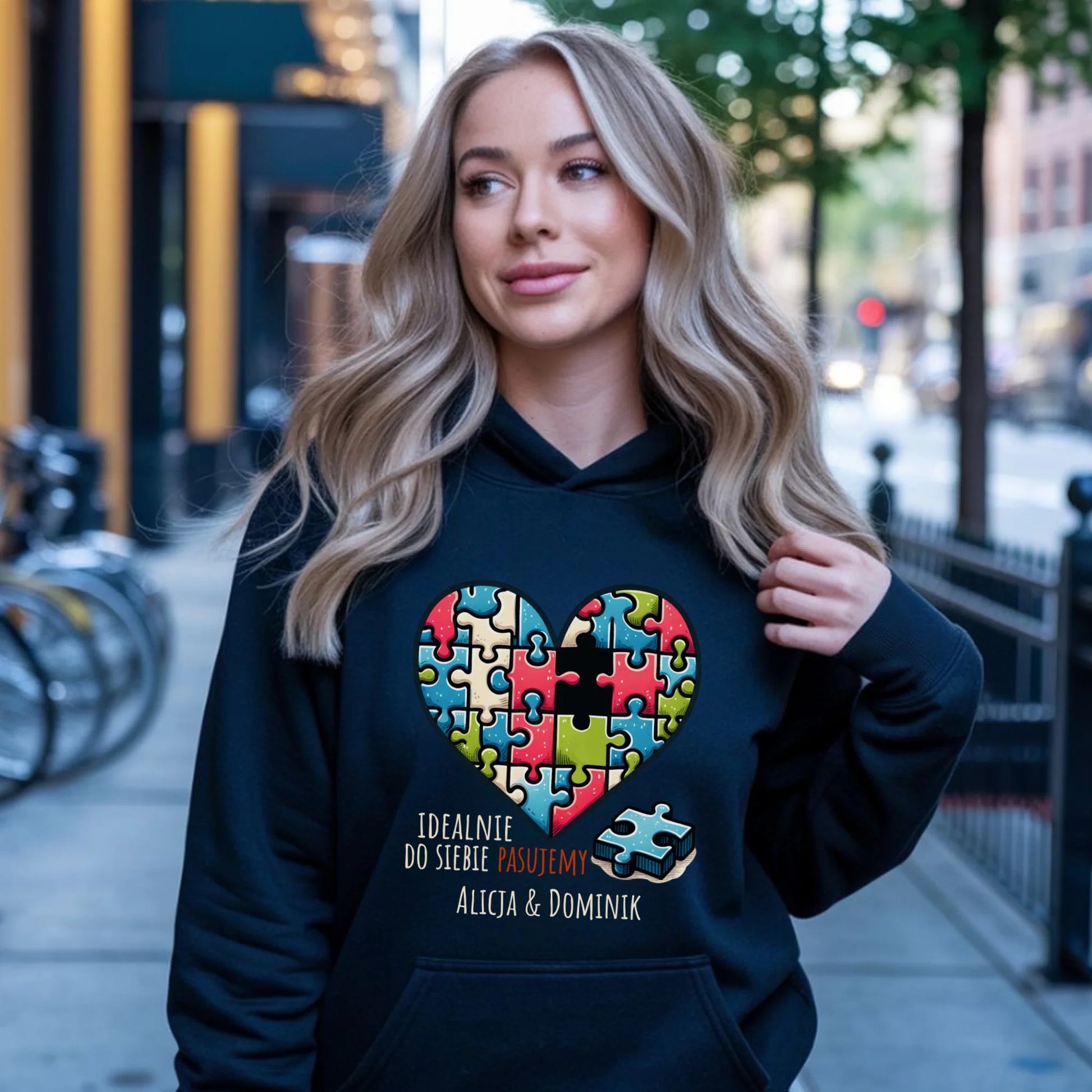 Bluza damska z kapturem - Idealnie do siebie pasujemy - personalizowana W44 - StoryCups.pl