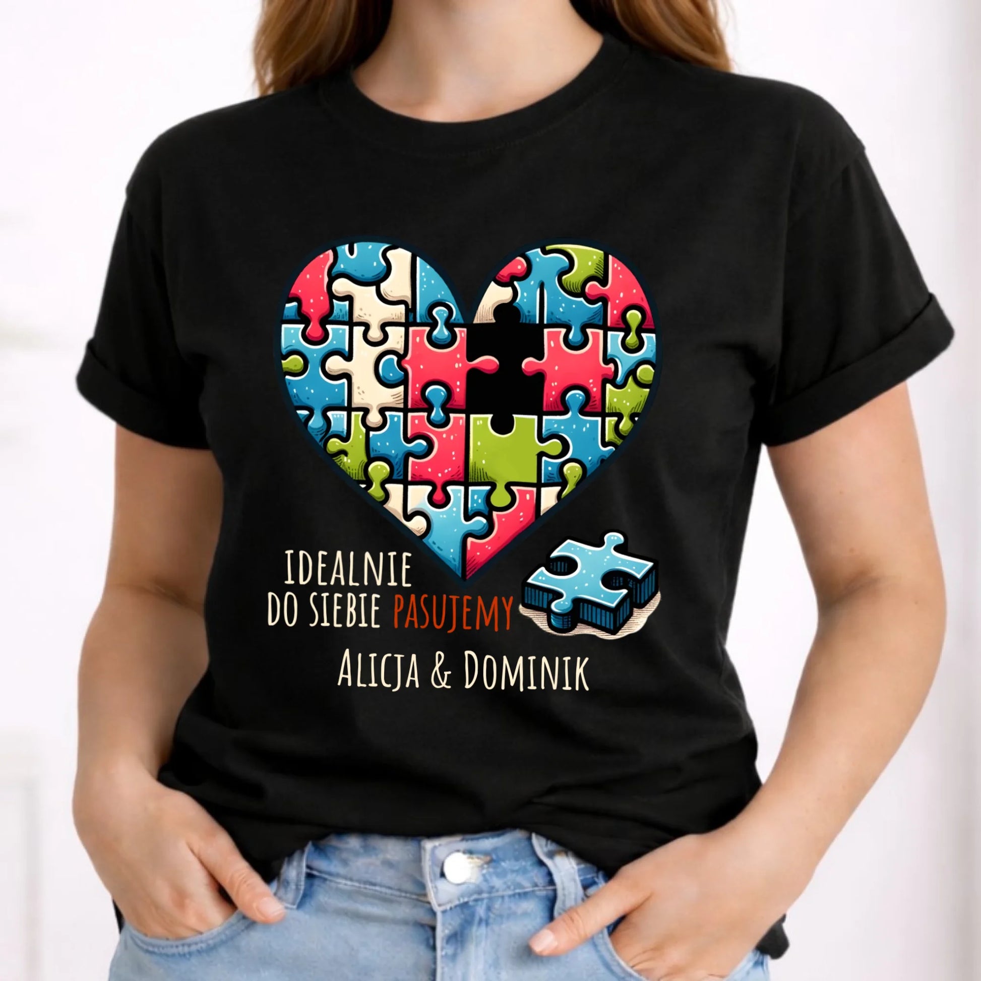 Koszulka damska - Idealnie do siebie pasujemy - personalizowana W44 - StoryCups.pl
