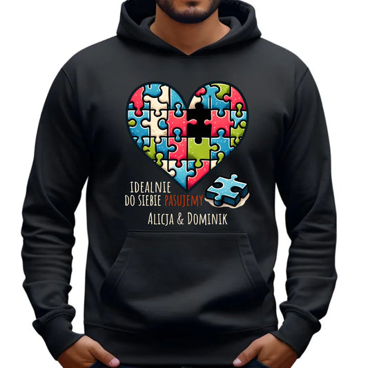 Bluza męska z kapturem - Idealnie do siebie pasujemy - personalizowana W44 - StoryCups.pl