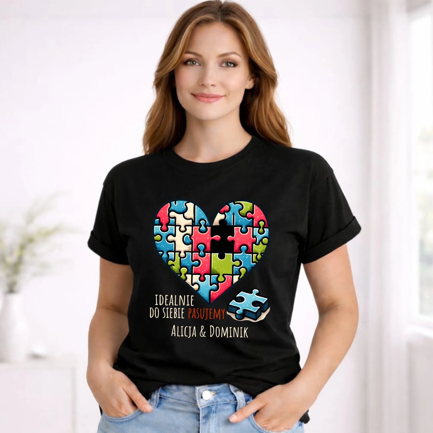 Koszulka damska - Idealnie do siebie pasujemy - personalizowana W44 - StoryCups.pl