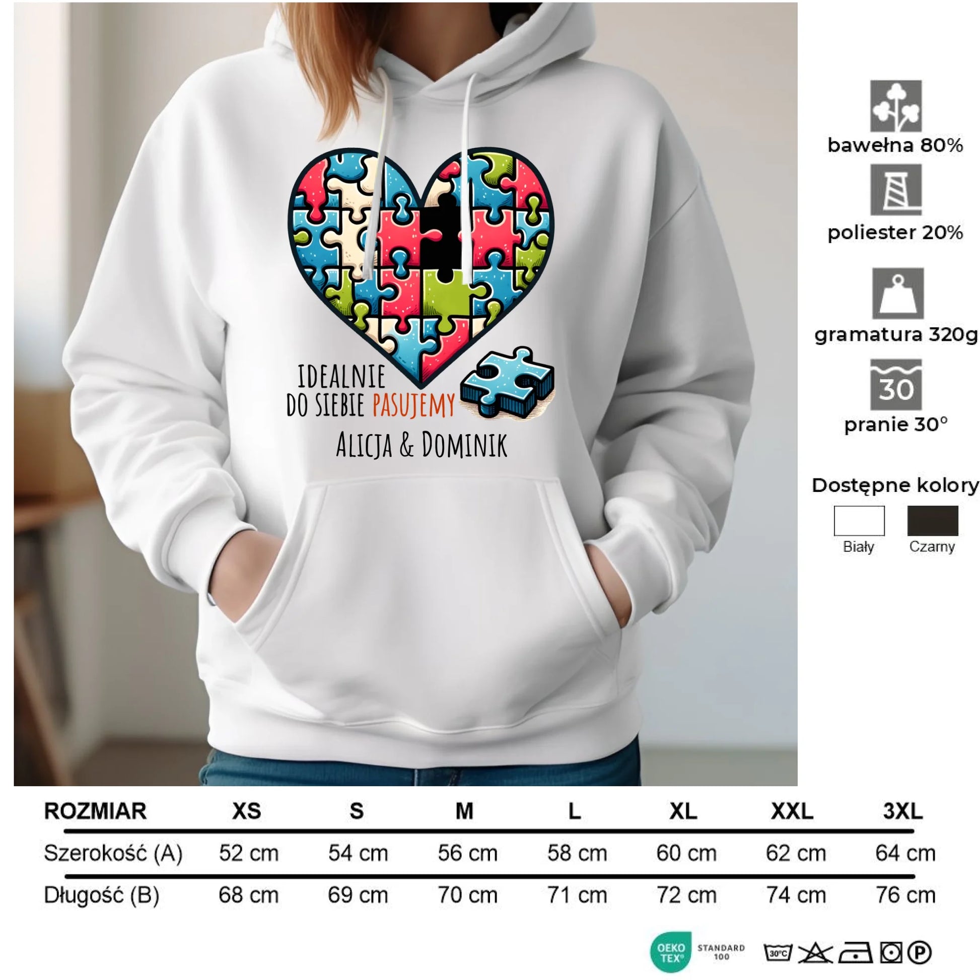 Bluza damska z kapturem - Idealnie do siebie pasujemy - personalizowana W44 - StoryCups.pl