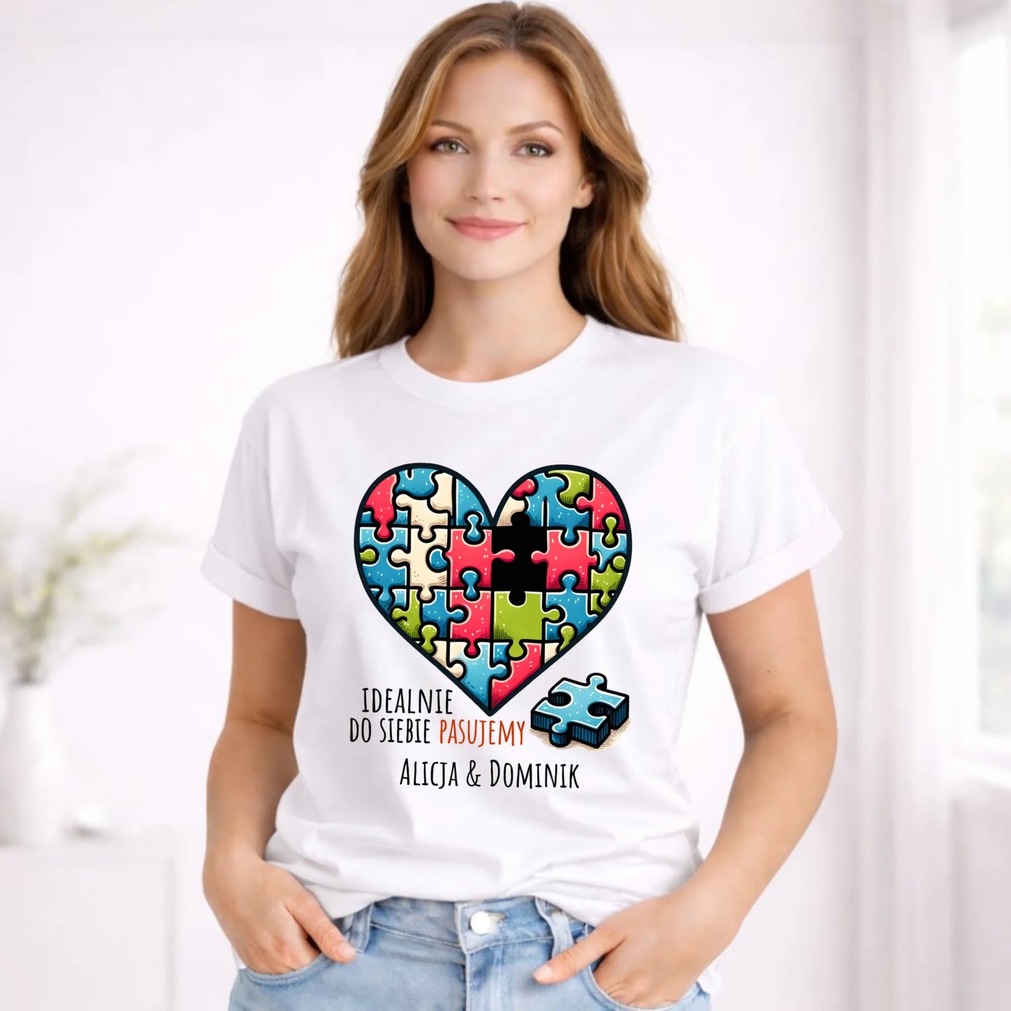 Koszulka damska - Idealnie do siebie pasujemy - personalizowana W44 - StoryCups.pl