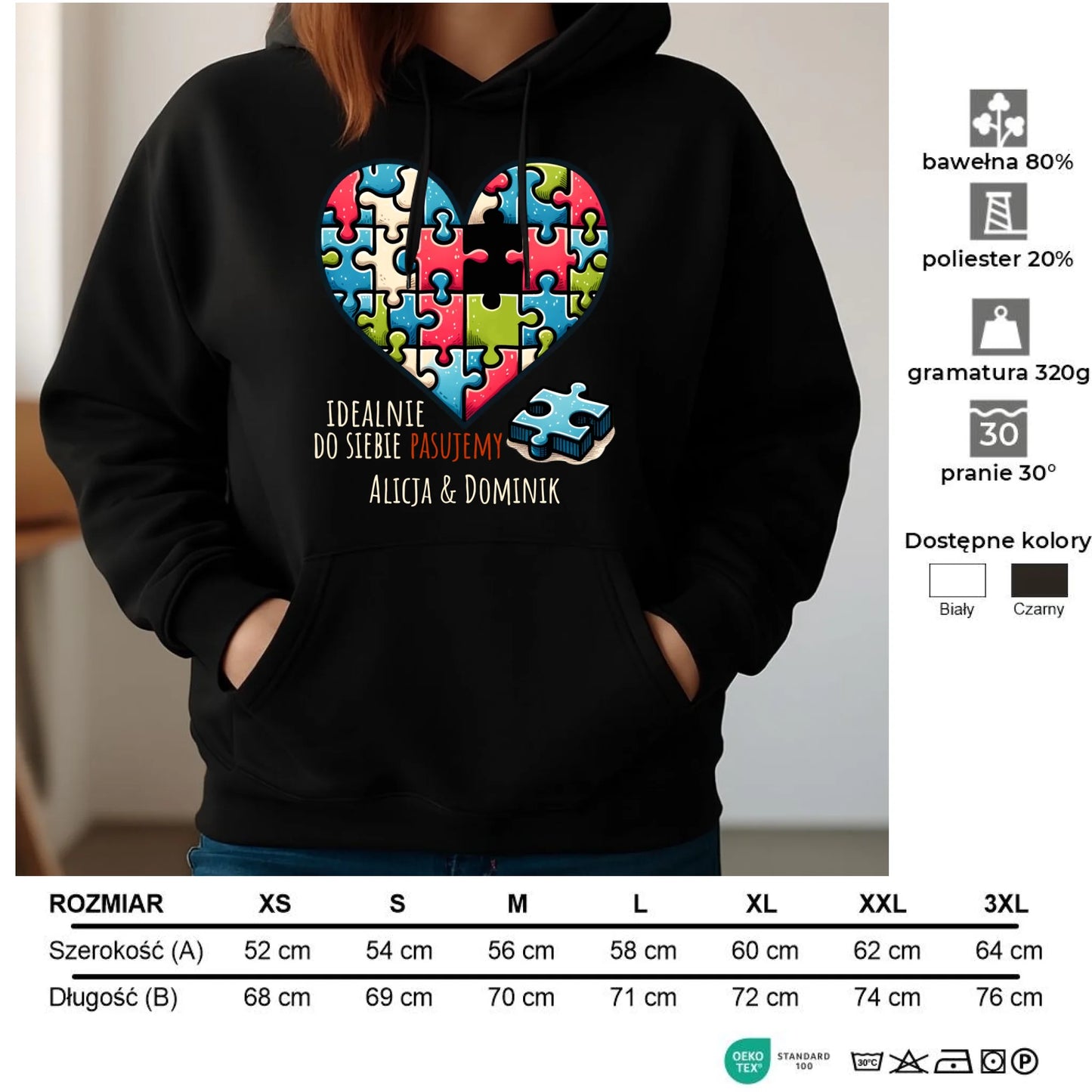 Bluza damska z kapturem - Idealnie do siebie pasujemy - personalizowana W44 - StoryCups.pl