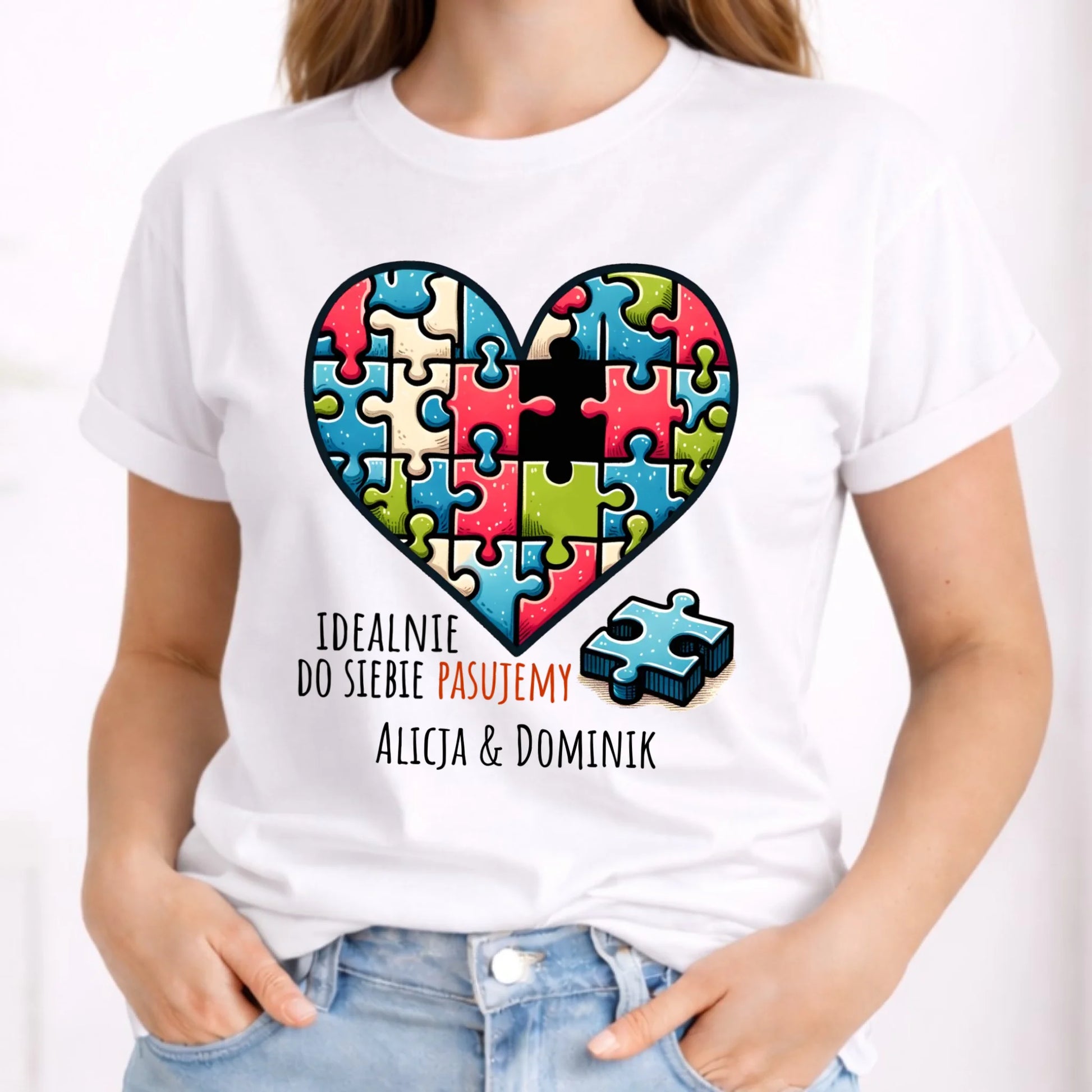 Koszulka damska - Idealnie do siebie pasujemy - personalizowana W44 - StoryCups.pl