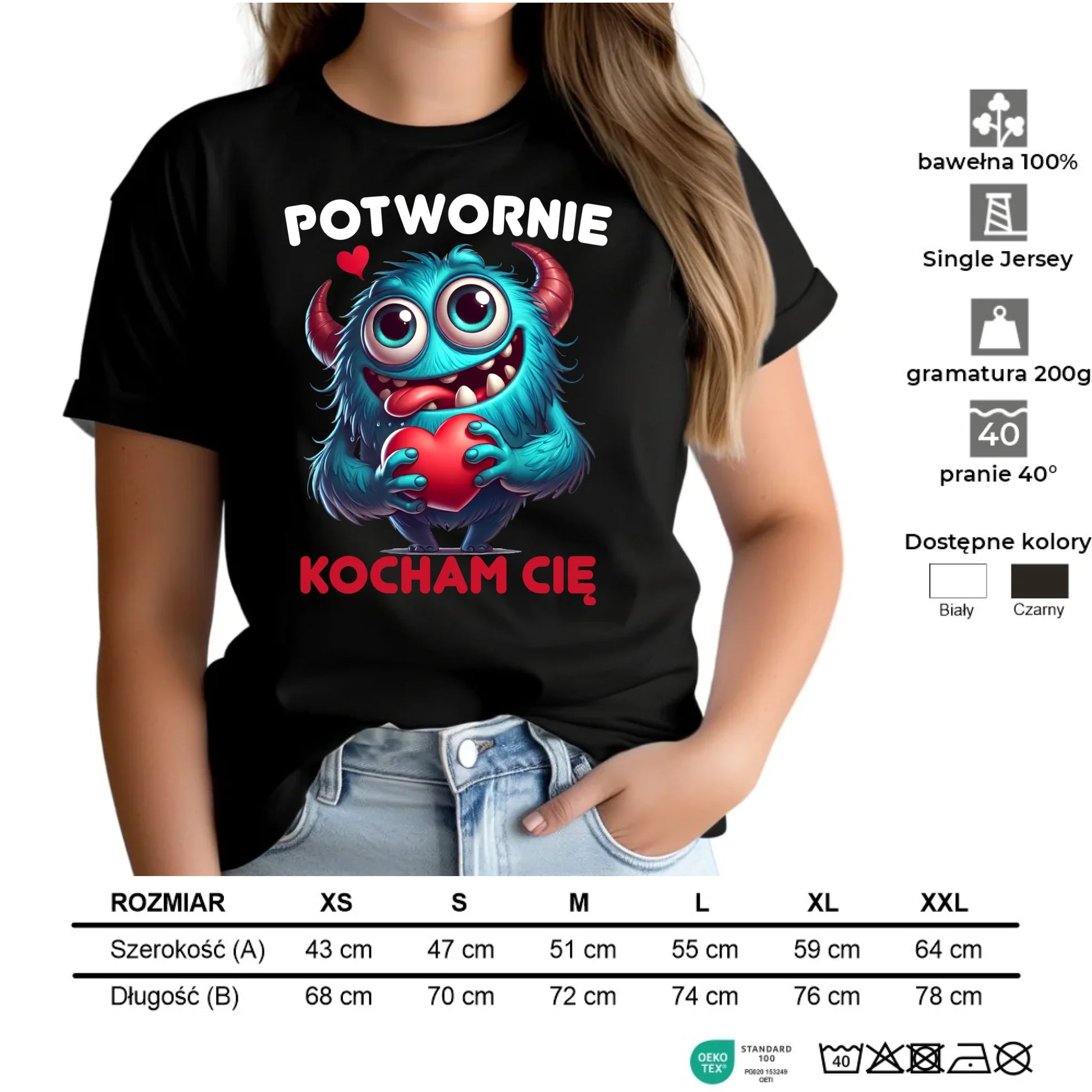 Koszulka damska - Potwornie Kocham Cię W45 - StoryCups.pl