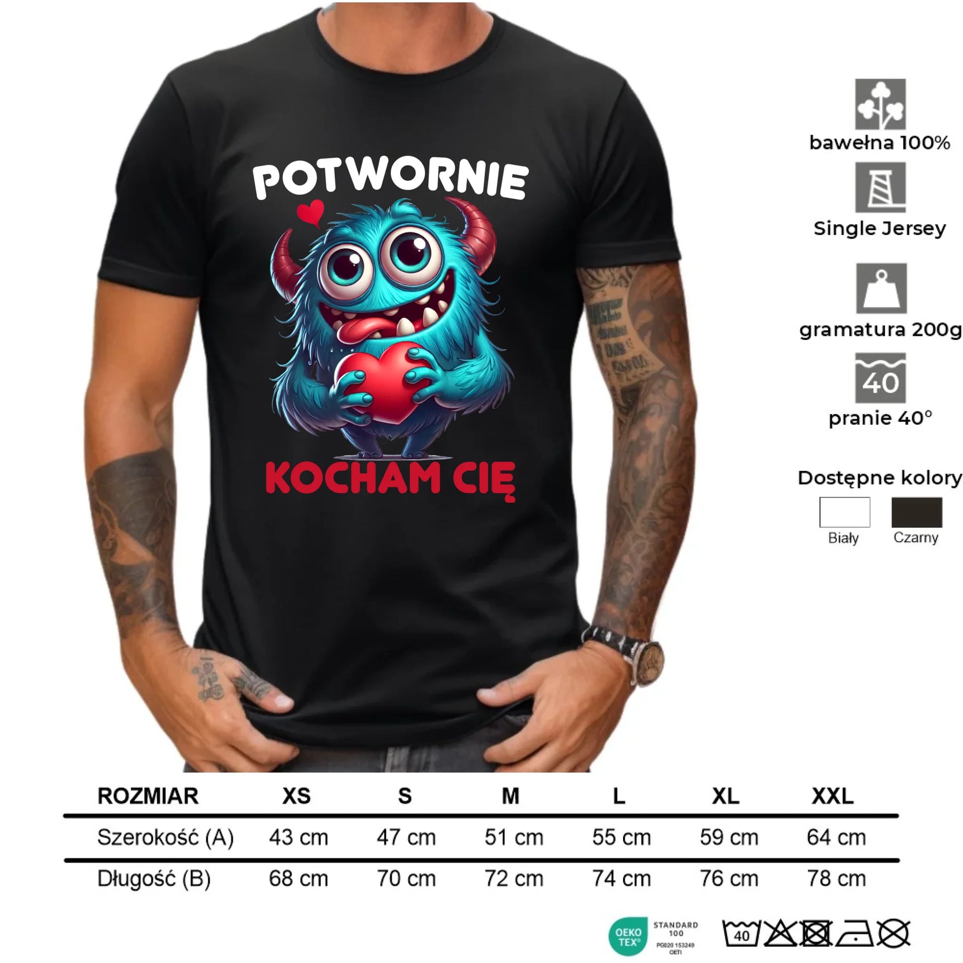 Koszulka męska - Potwornie Kocham Cię W45 - StoryCups.pl