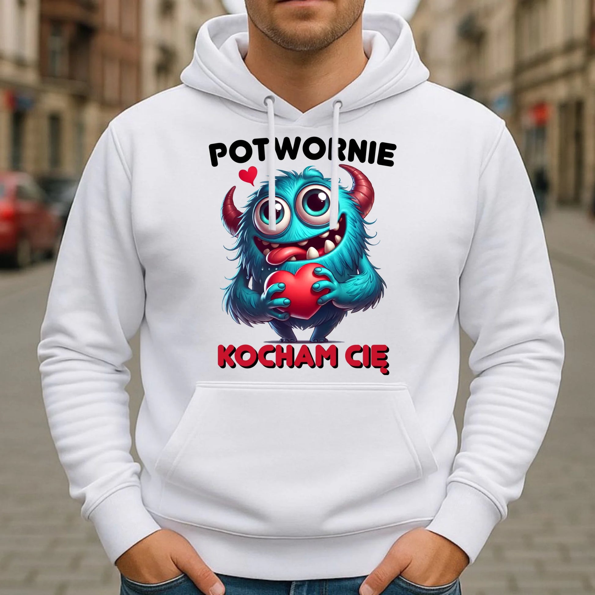 Bluza męska z kapturem - Potwornie Kocham Cię W45 - StoryCups.pl