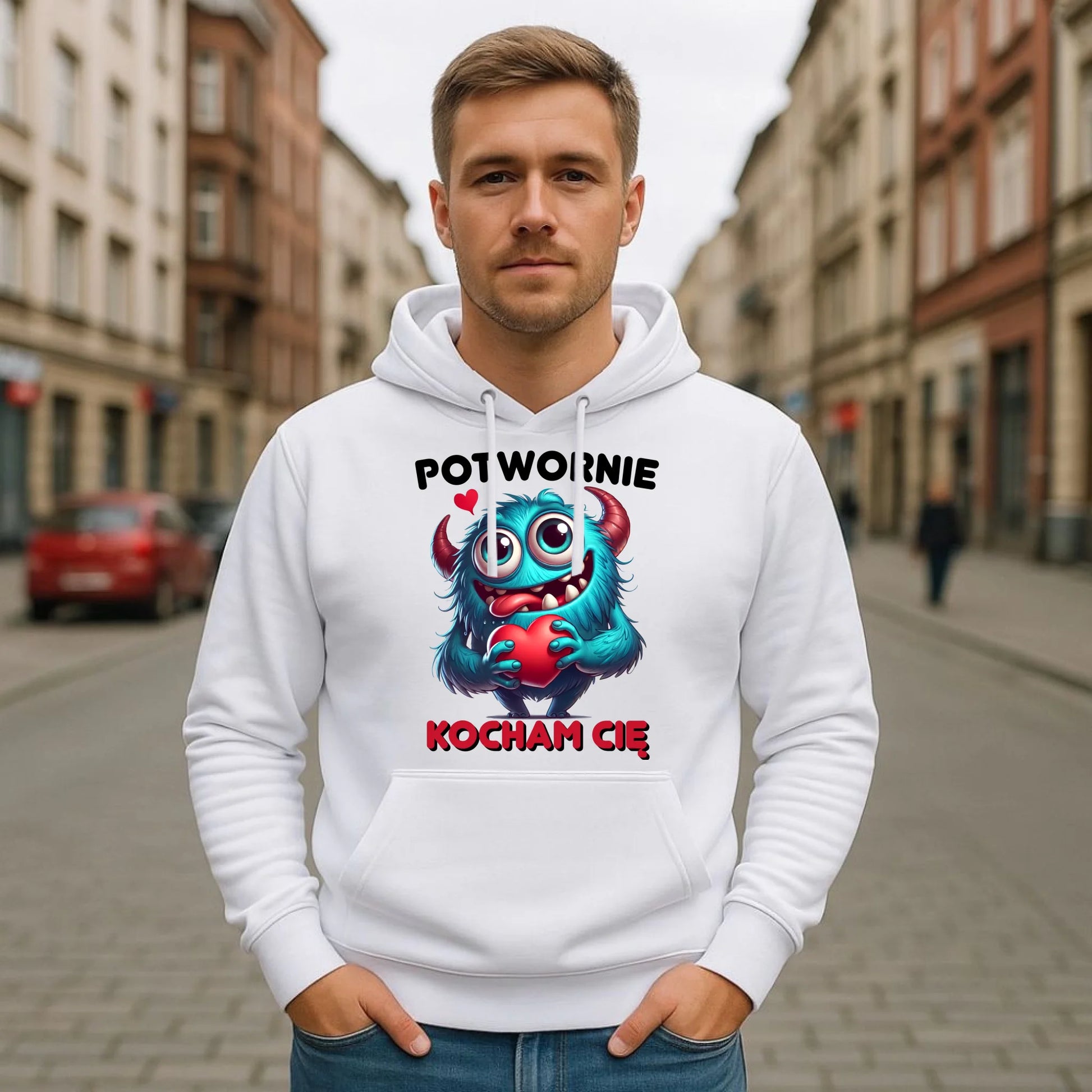 Bluza męska z kapturem - Potwornie Kocham Cię W45 - StoryCups.pl