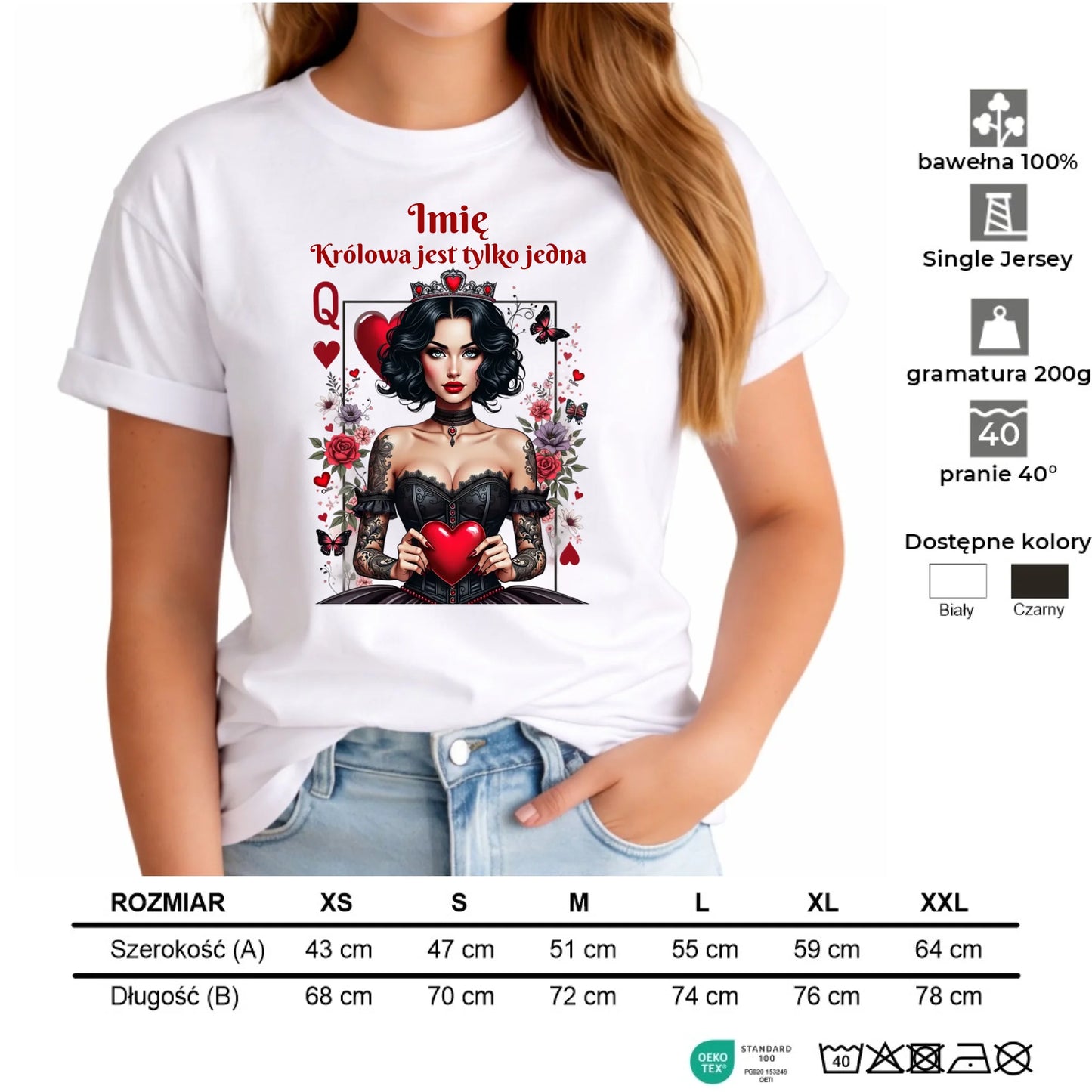 Koszulka damska - Królowa jest tylko jedna - personalizowana W46 - StoryCups.pl