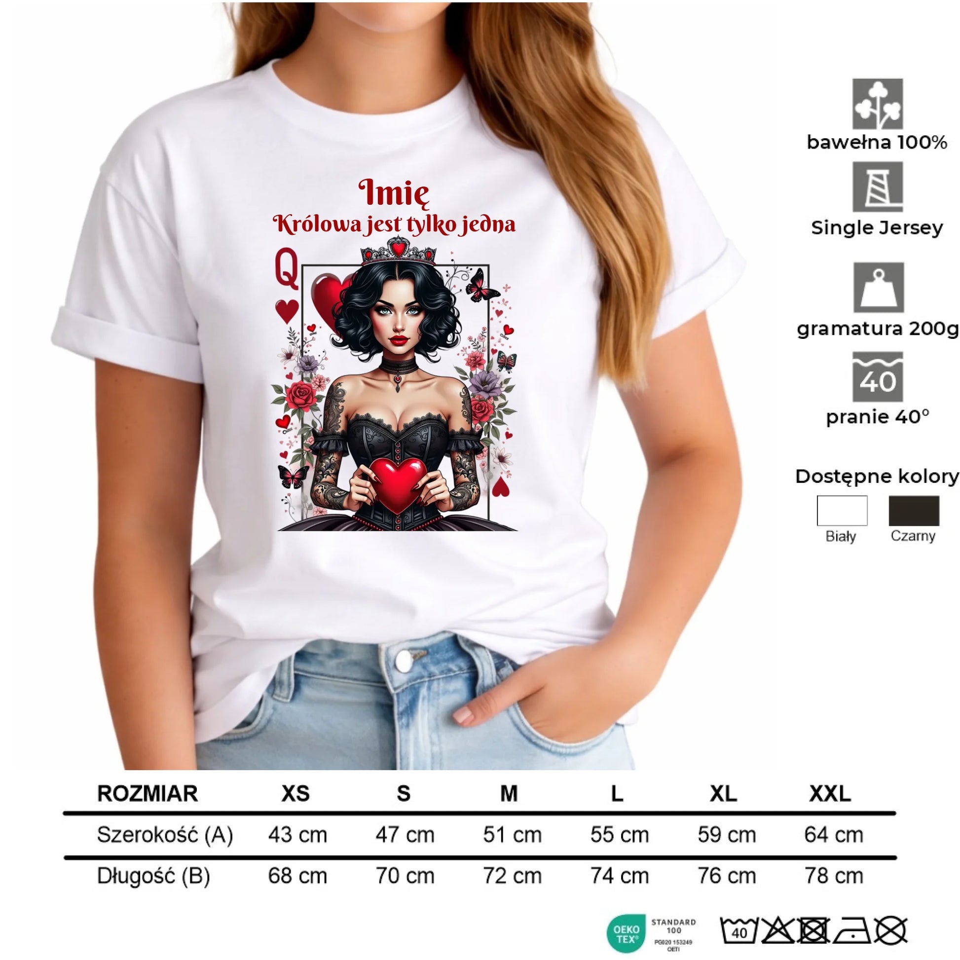 Koszulka damska - Królowa jest tylko jedna - personalizowana W46 - StoryCups.pl