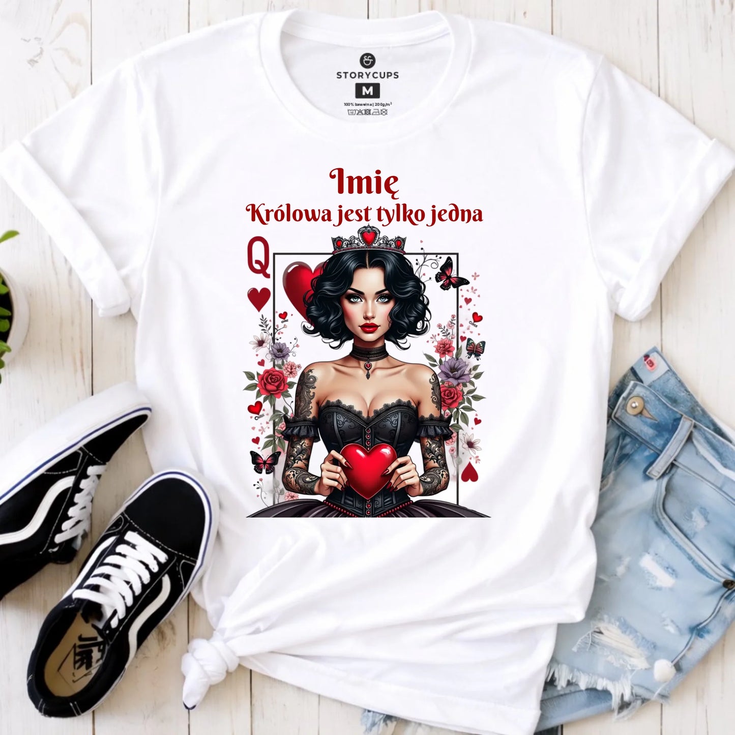 Koszulka damska - Królowa jest tylko jedna - personalizowana W46 - StoryCups.pl
