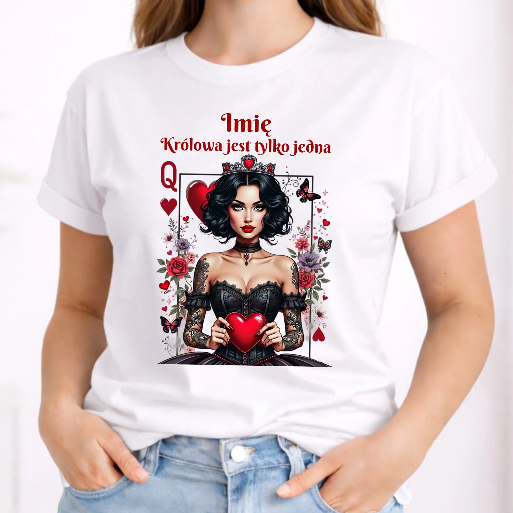 Koszulka damska - Królowa jest tylko jedna - personalizowana W46 - StoryCups.pl