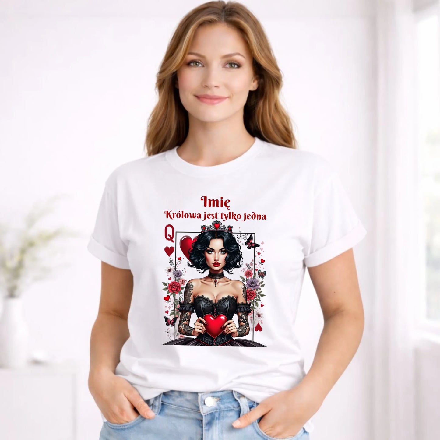 Koszulka damska - Królowa jest tylko jedna - personalizowana W46 - StoryCups.pl