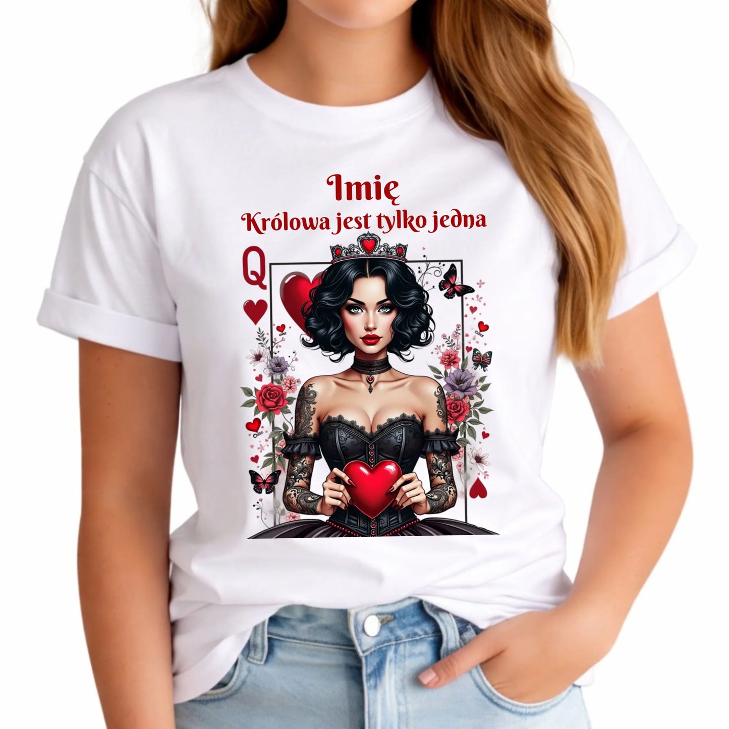 Koszulka damska - Królowa jest tylko jedna - personalizowana W46 - StoryCups.pl
