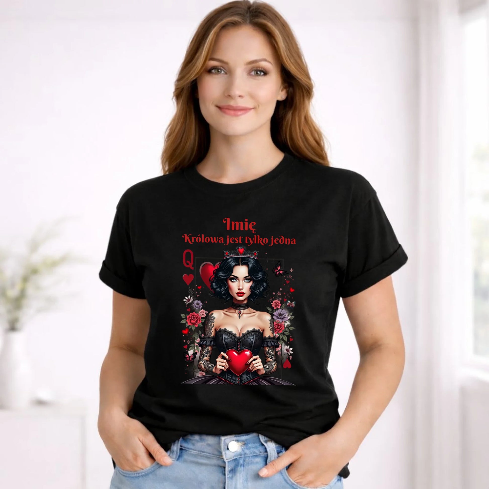 Koszulka damska - Królowa jest tylko jedna - personalizowana W46 - StoryCups.pl