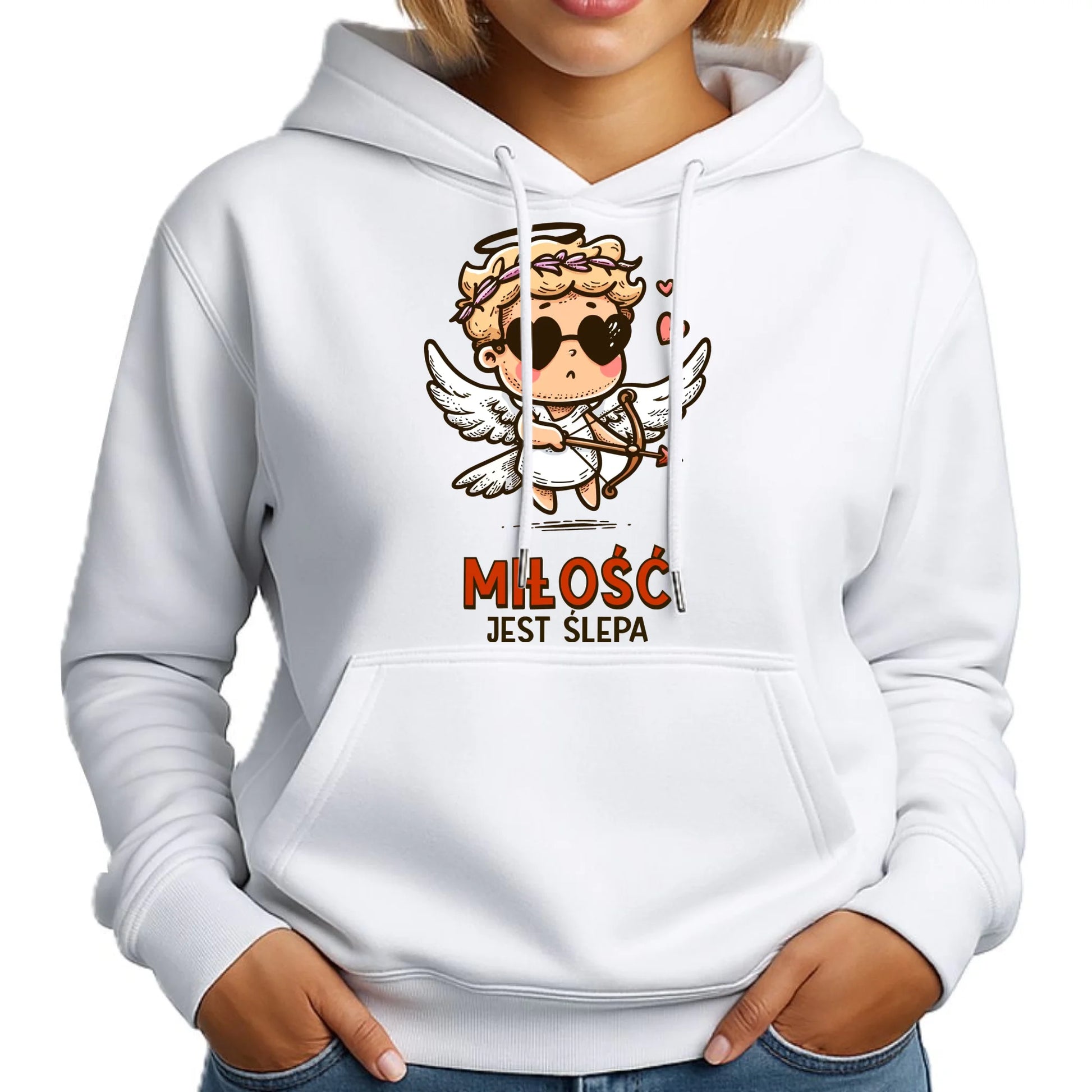 Bluza damska z kapturem - Miłość jest ślepa W48 - StoryCups.pl