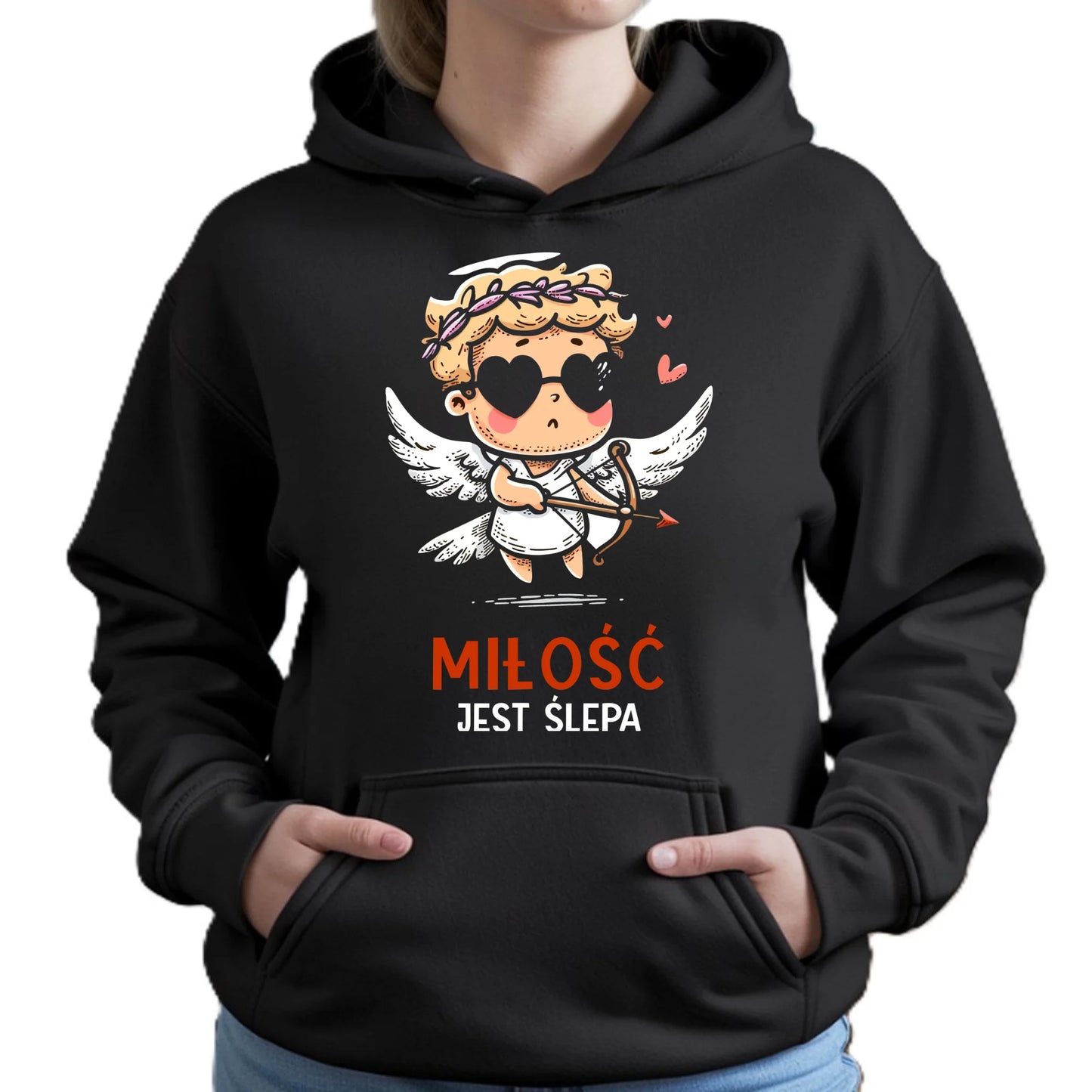 Bluza damska z kapturem - Miłość jest ślepa W48 - StoryCups.pl