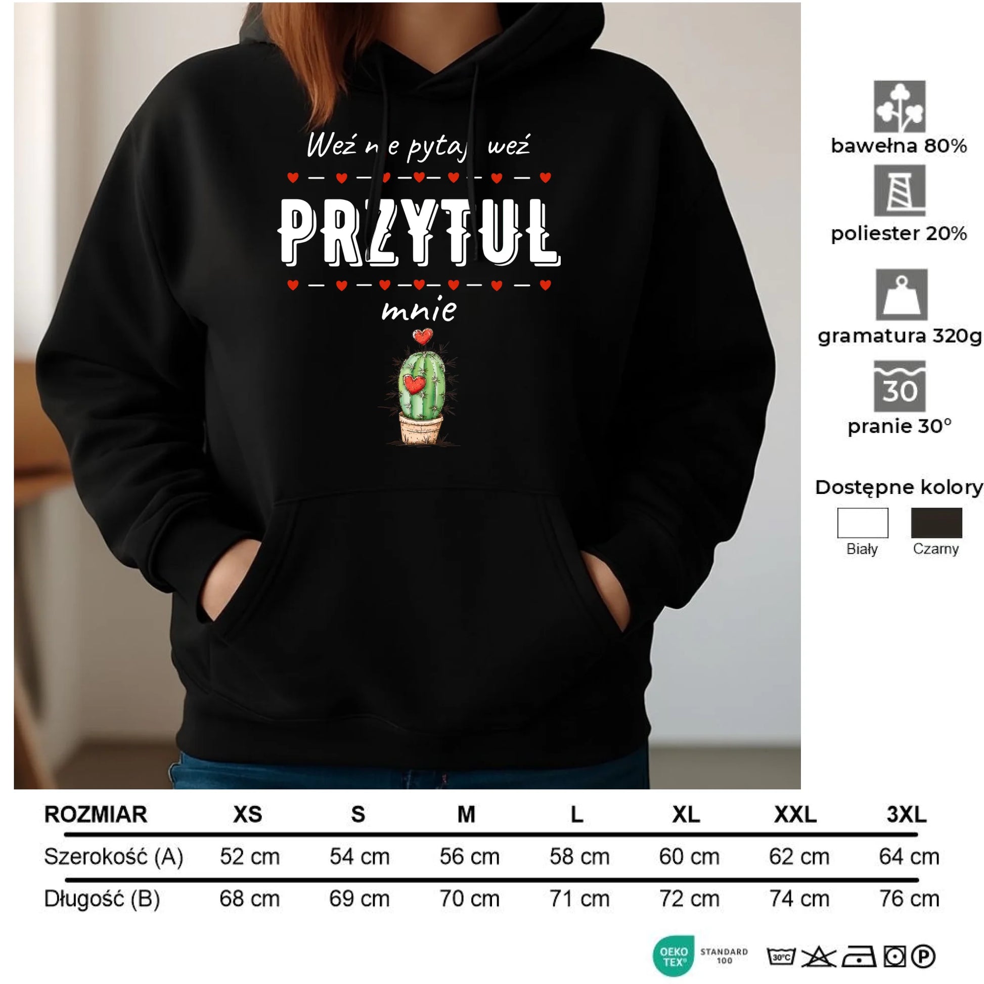 Bluza damska z kapturem - Weź nie pytaj, weź przytul mnie W49 - StoryCups.pl