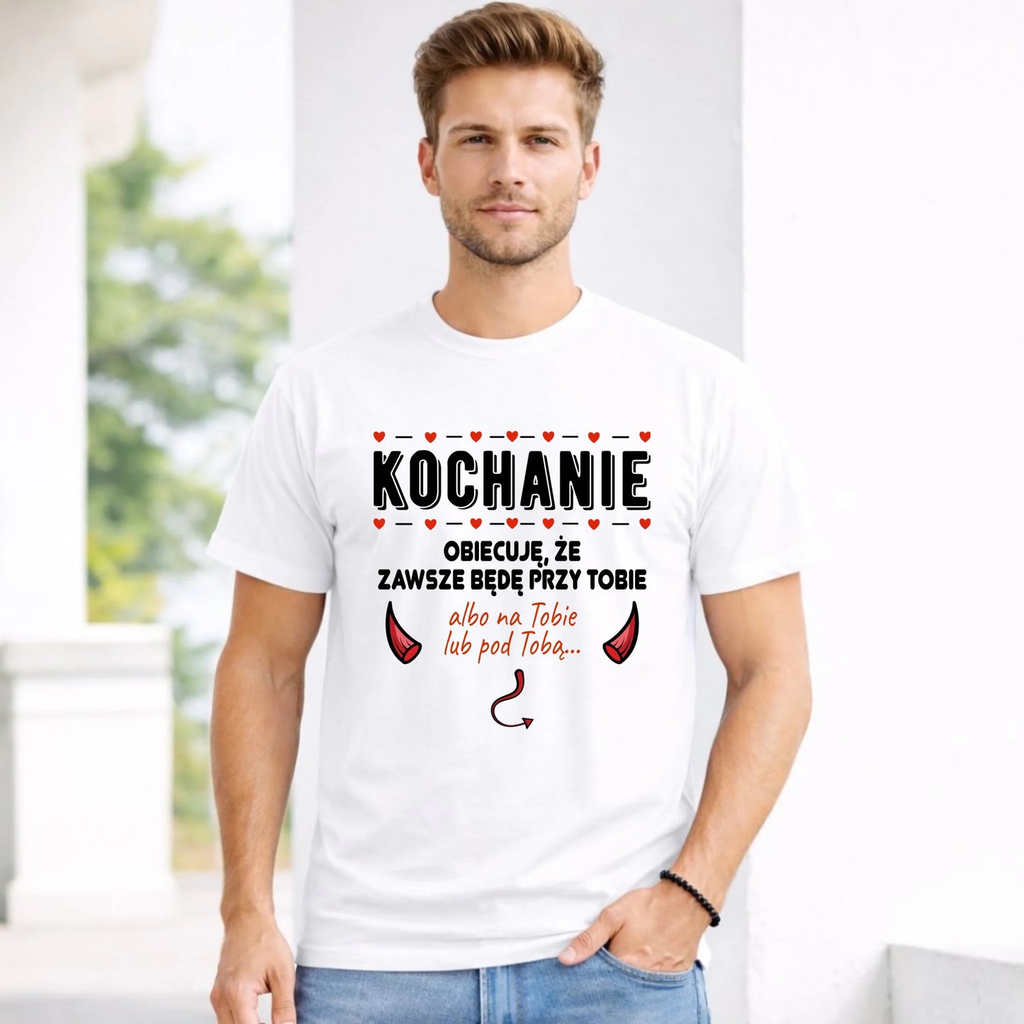 Koszulka męska - Obiecuję, że zawsze będę przy Tobie W50 - StoryCups.pl