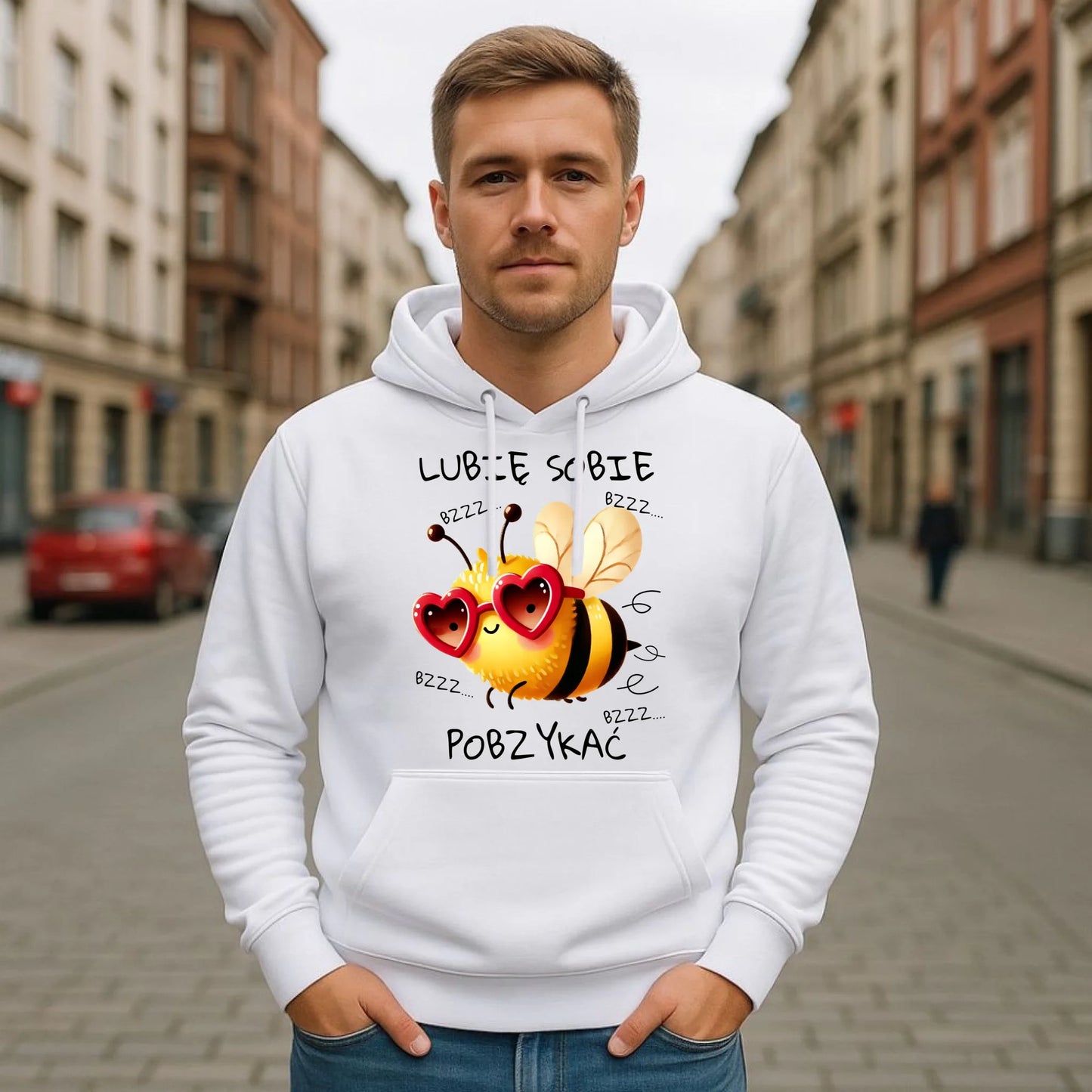 Bluza męska z kapturem - Lubię sobie pobzykać W51