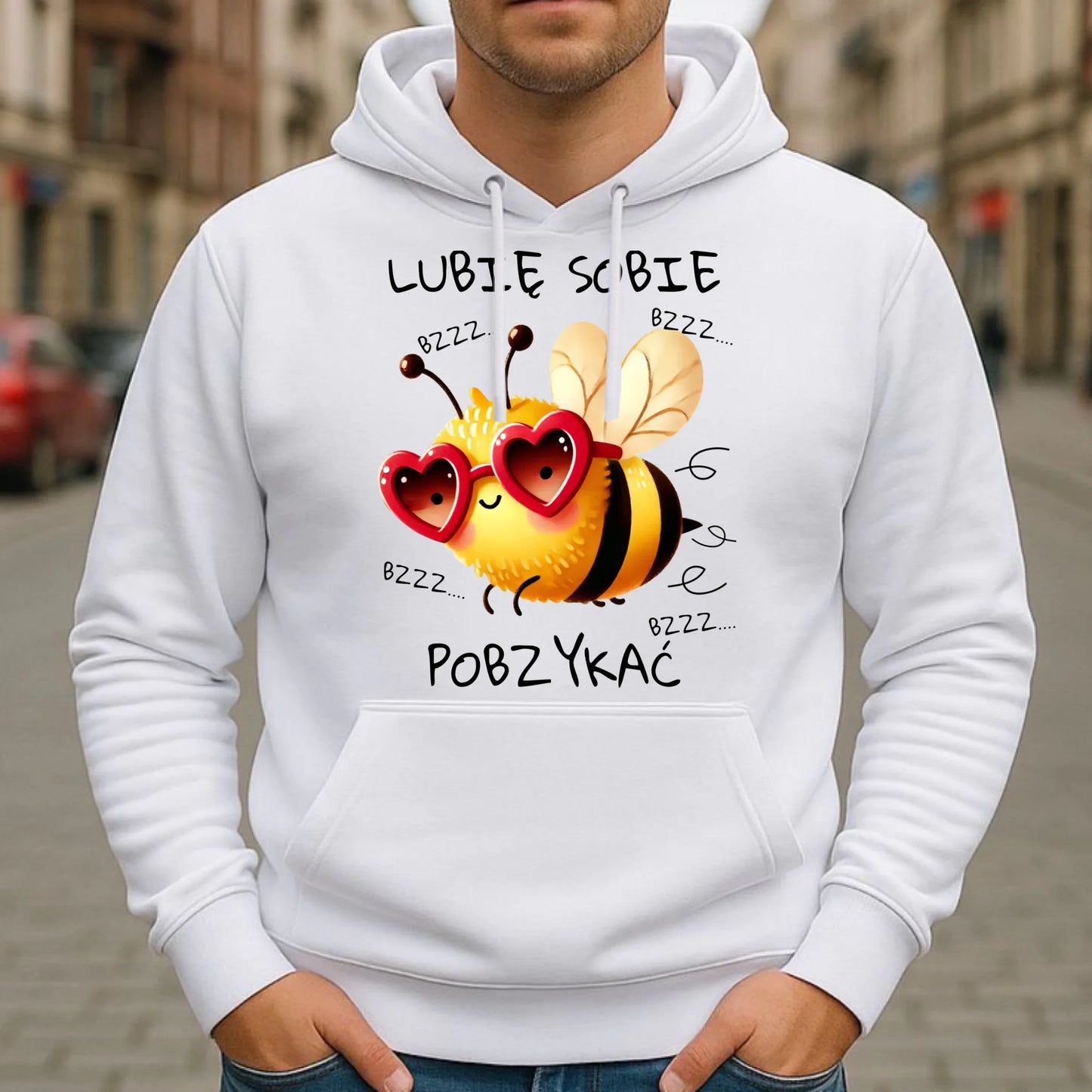 Bluza męska z kapturem - Lubię sobie pobzykać W51