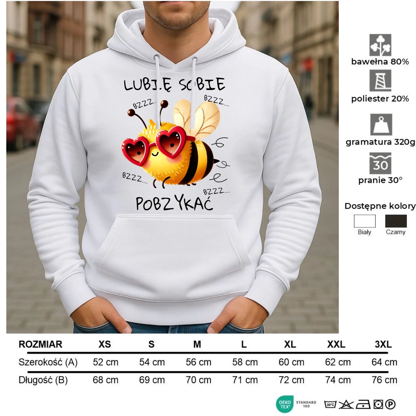 Bluza męska z kapturem - Lubię sobie pobzykać W51