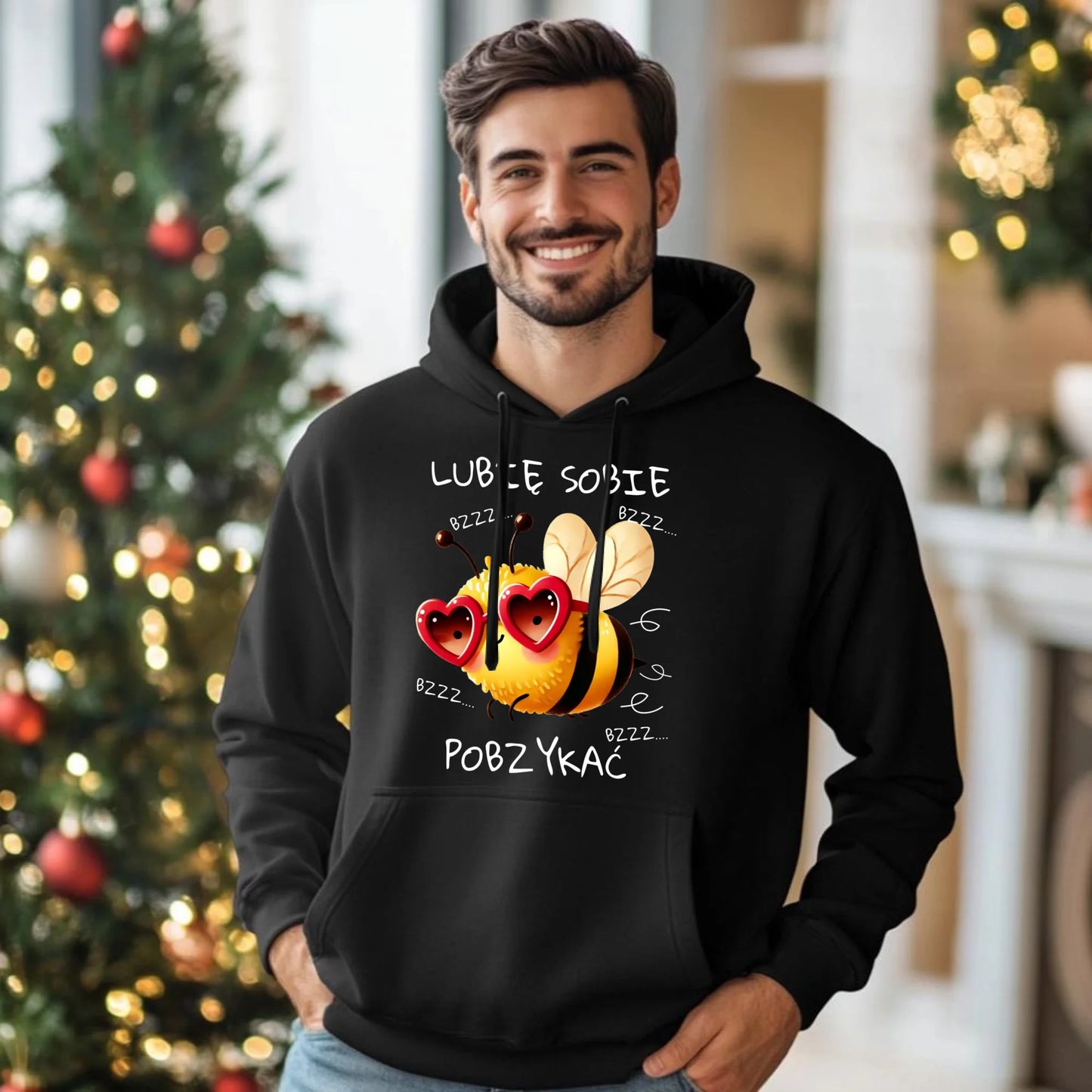 Bluza męska z kapturem - Lubię sobie pobzykać W51