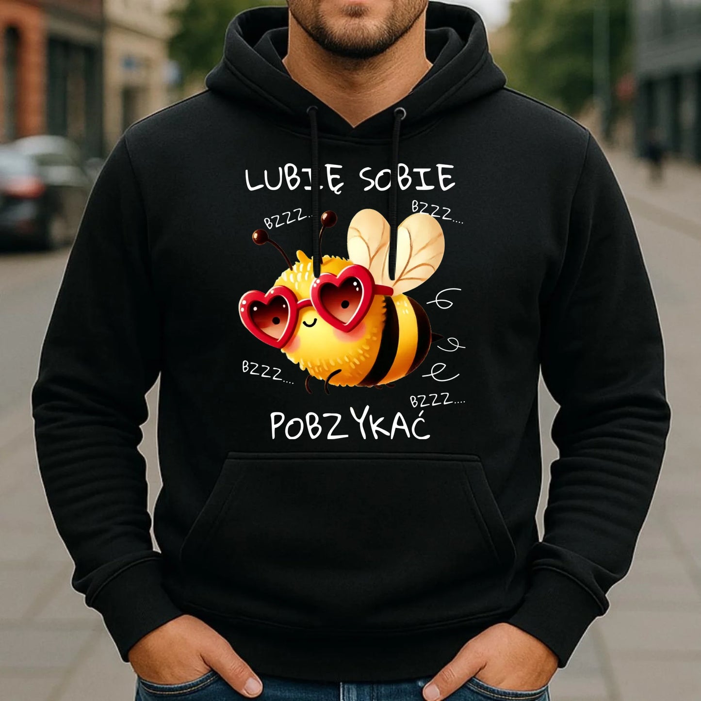 Bluza męska z kapturem - Lubię sobie pobzykać W51