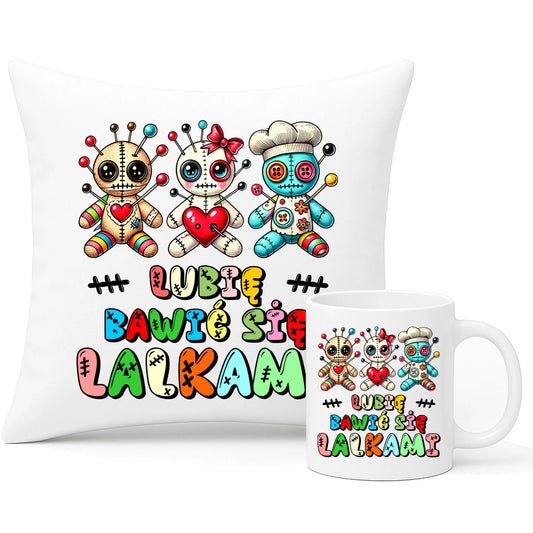 Zestaw poduszka i kubek - Voodoo Lubię bawić się lalkami W52 - StoryCups.pl
