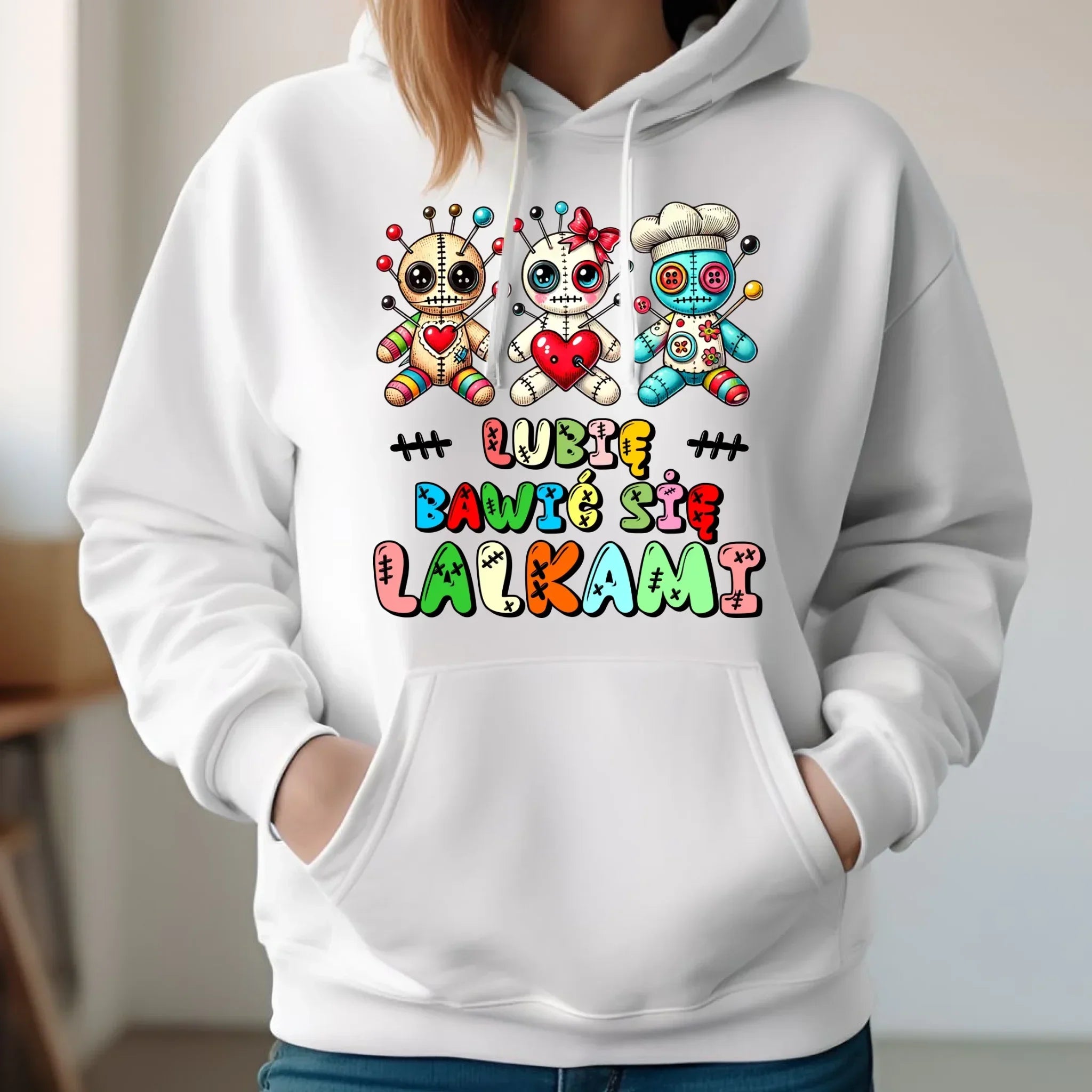 Bluza damska z kapturem - Voodoo Lubię bawić się lalkami W52 - StoryCups.pl
