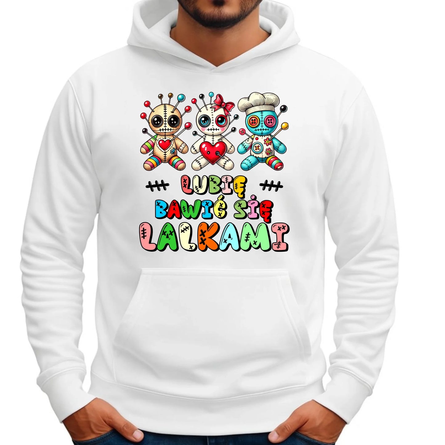 Bluza męska z kapturem - Voodoo Lubię bawić się lalkami W52 - StoryCups.pl