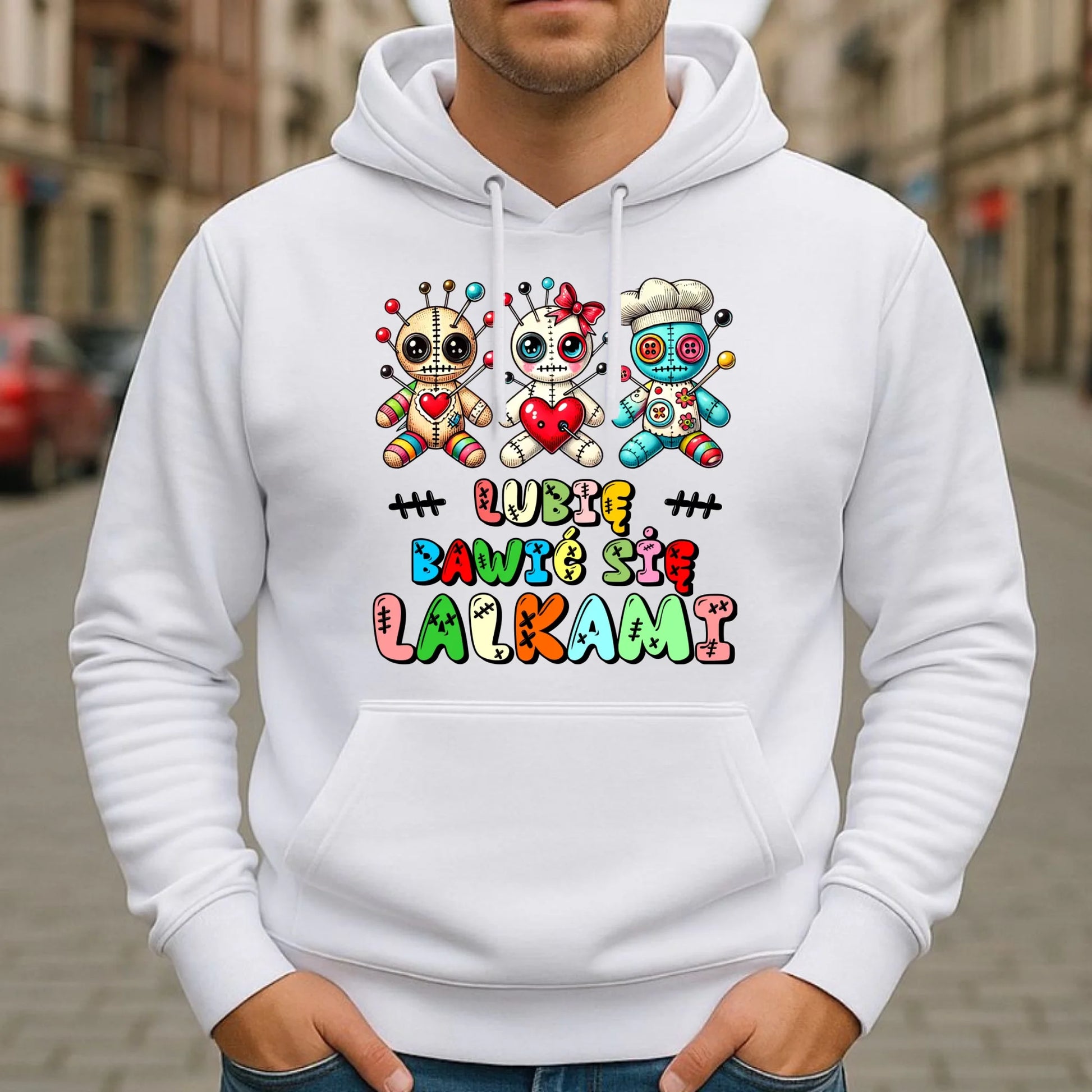 Bluza męska z kapturem - Voodoo Lubię bawić się lalkami W52 - StoryCups.pl