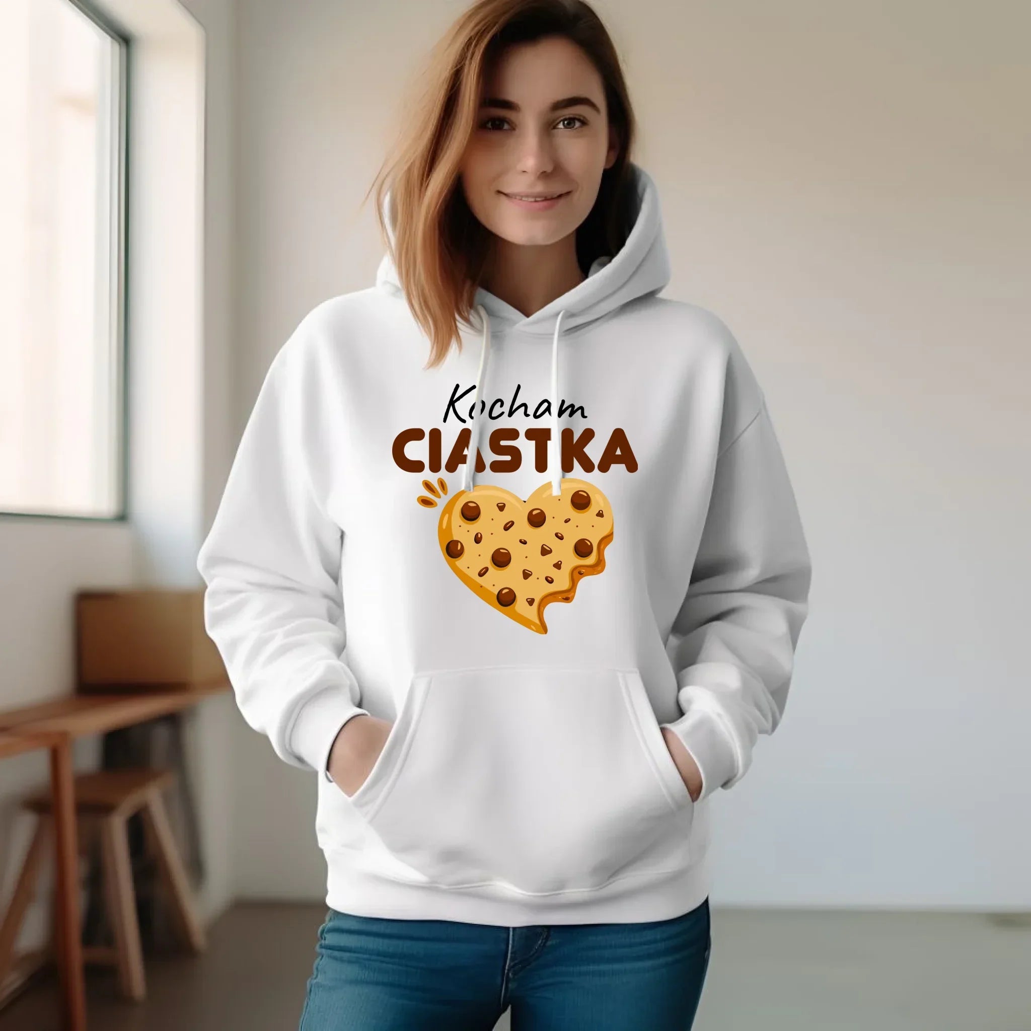 Bluza damska z kapturem - Kocham Ciastka W53 - StoryCups.pl