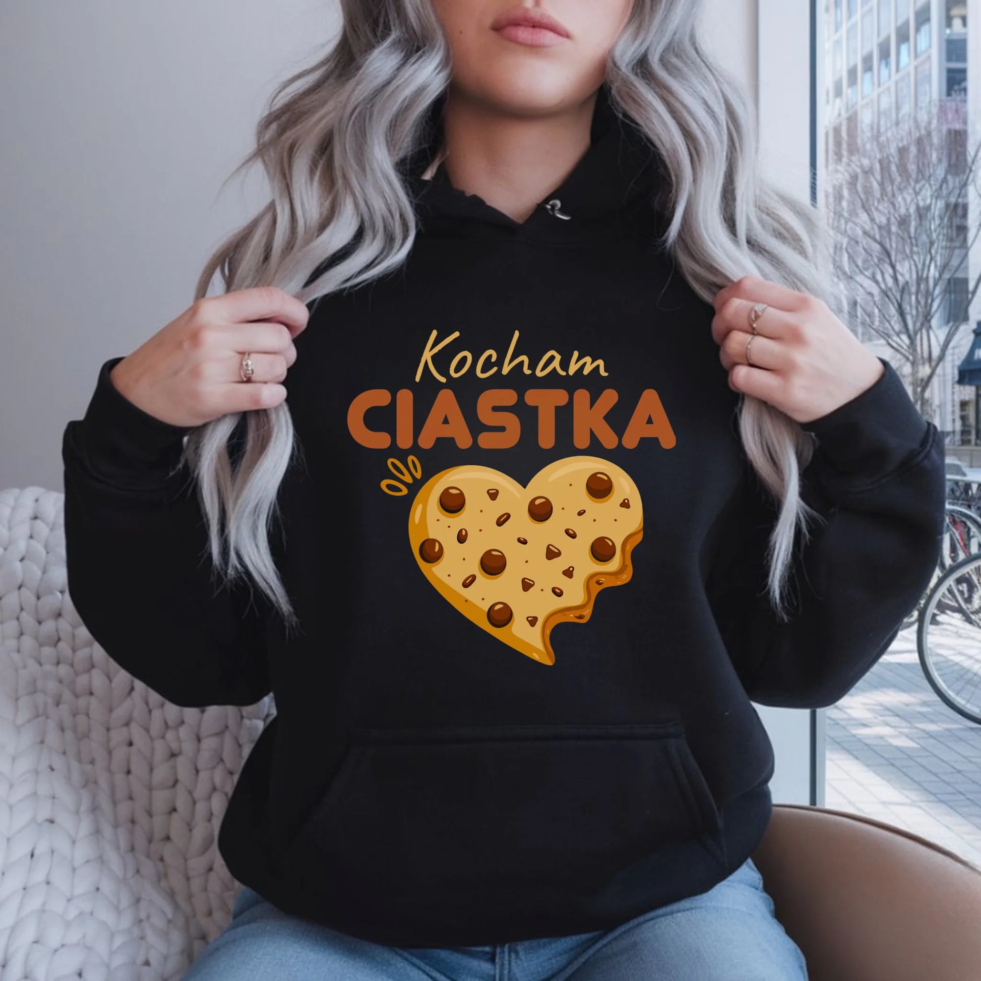Bluza damska z kapturem - Kocham Ciastka W53 - StoryCups.pl