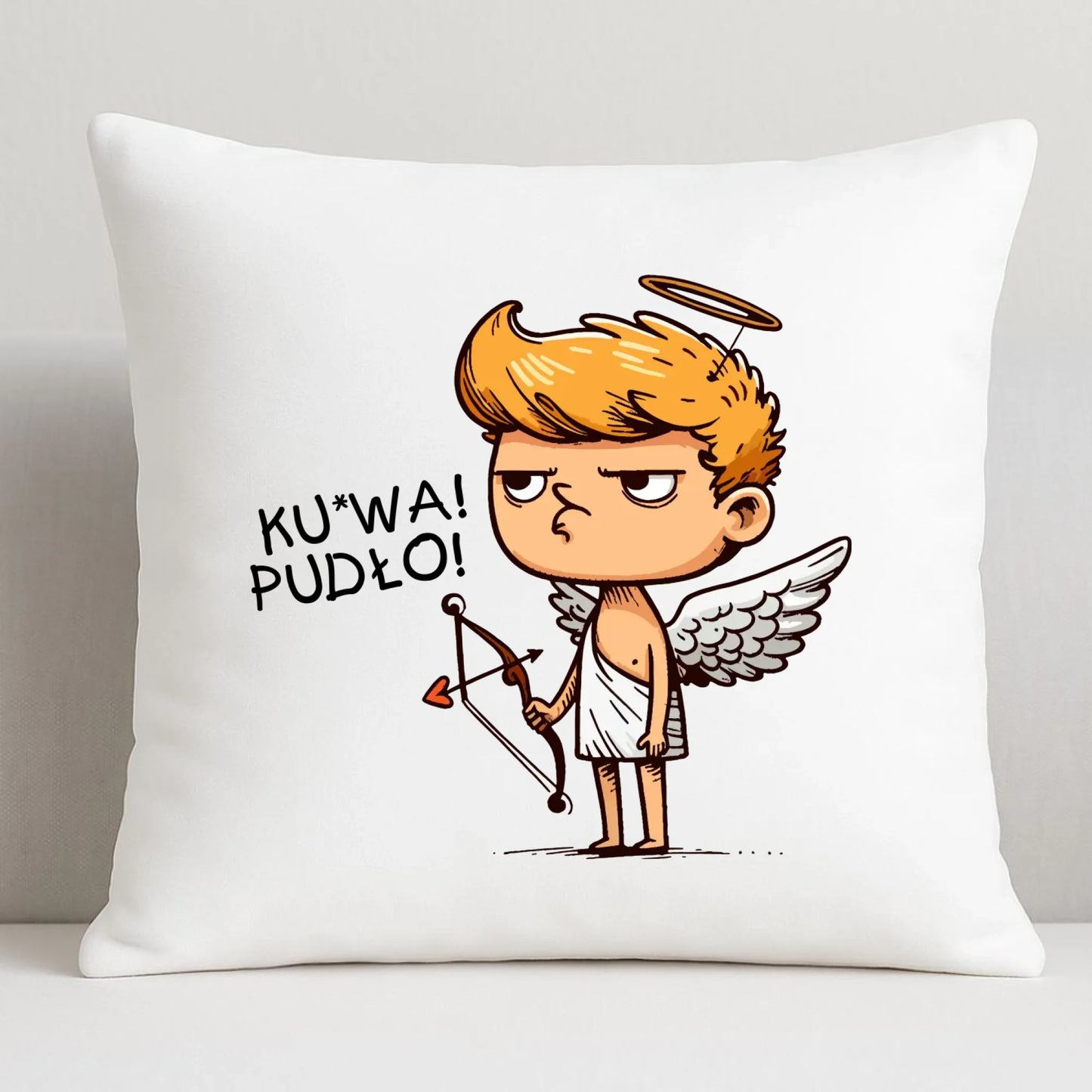Poduszka - Aniołek z łukiem ku*wa pudło - bez cenzury W56 - StoryCups.pl