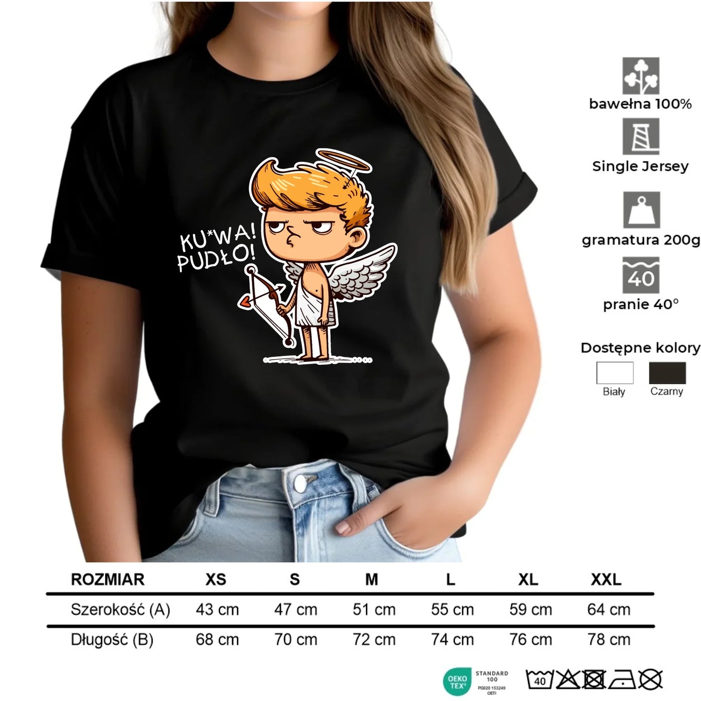 Koszulka damska - Aniołek z łukiem ku*wa pudło - bez cenzury W56 - StoryCups.pl