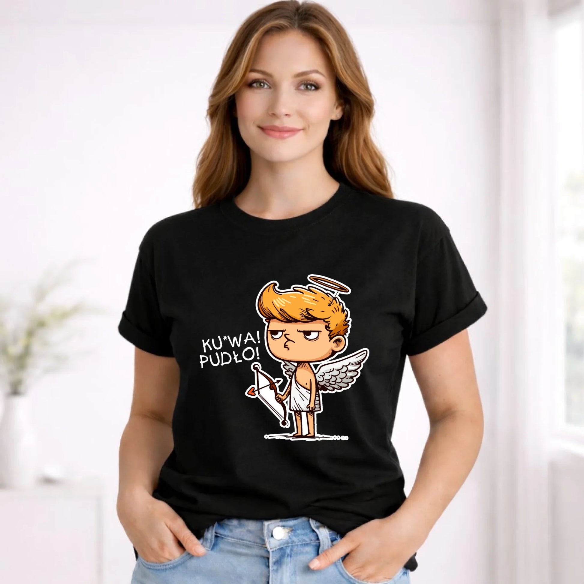 Koszulka damska - Aniołek z łukiem ku*wa pudło - bez cenzury W56 - StoryCups.pl