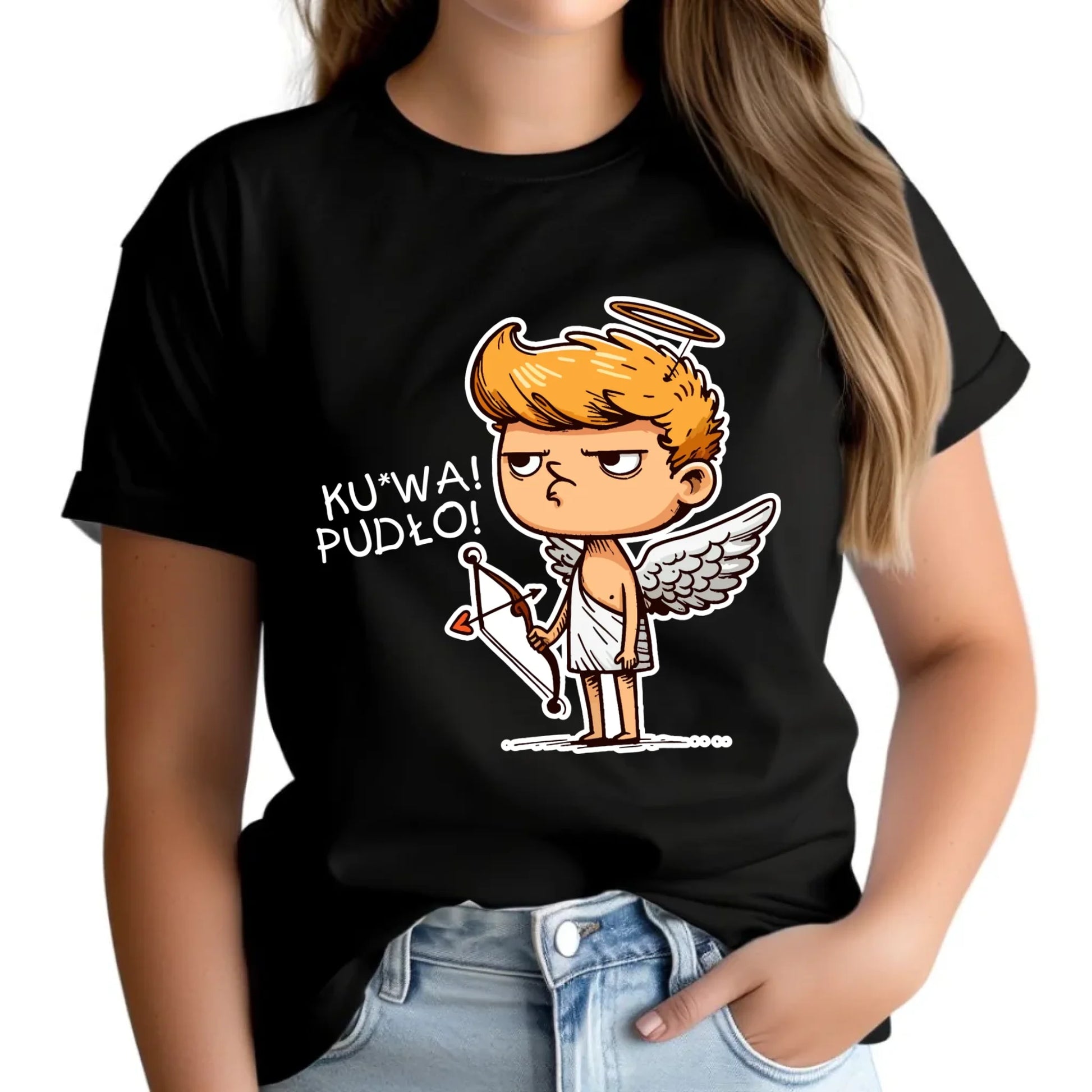 Koszulka damska - Aniołek z łukiem ku*wa pudło - bez cenzury W56 - StoryCups.pl