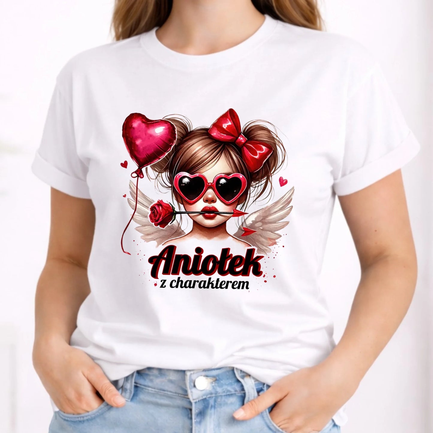 Koszulka damska - Aniołek z charakterem W58 - StoryCups.pl