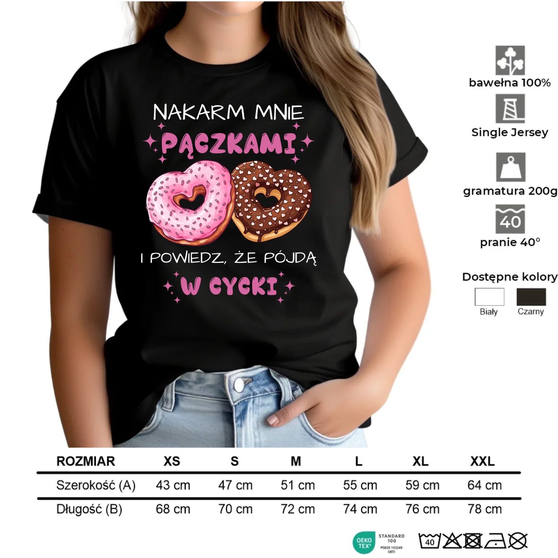 Koszulka damska - Nakarm mnie pączkami W59 - StoryCups.pl