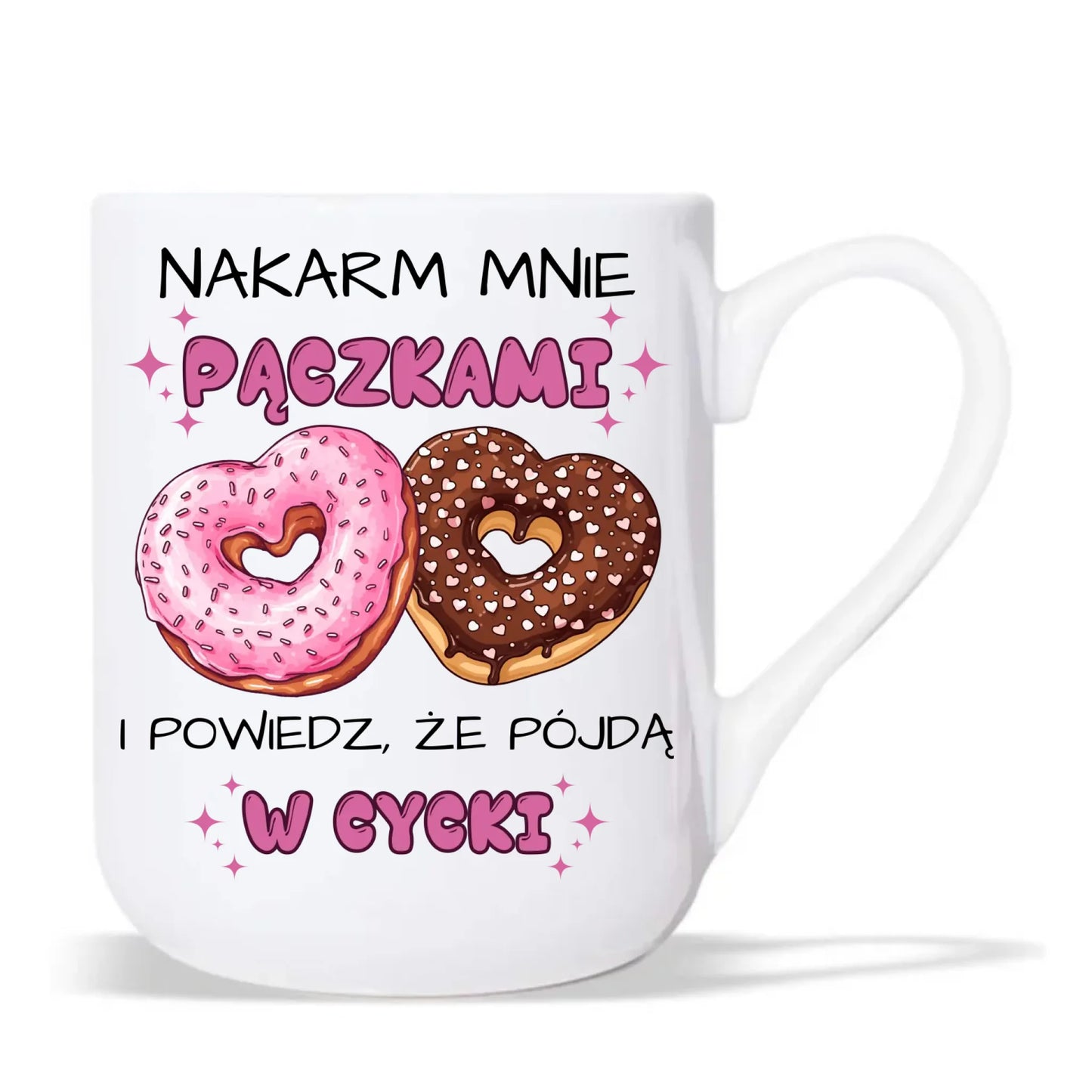 Kubek elegant dla dziewczyny - Nakarm mnie pączkami W59 - StoryCups.pl