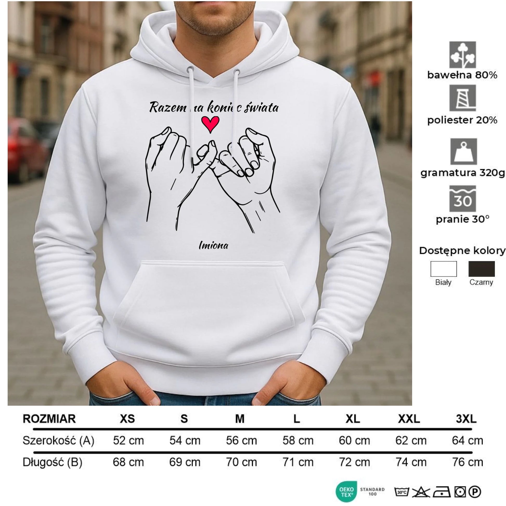 Bluza męska z kapturem - Razem na koniec świata - personalizowana W60 - StoryCups.pl