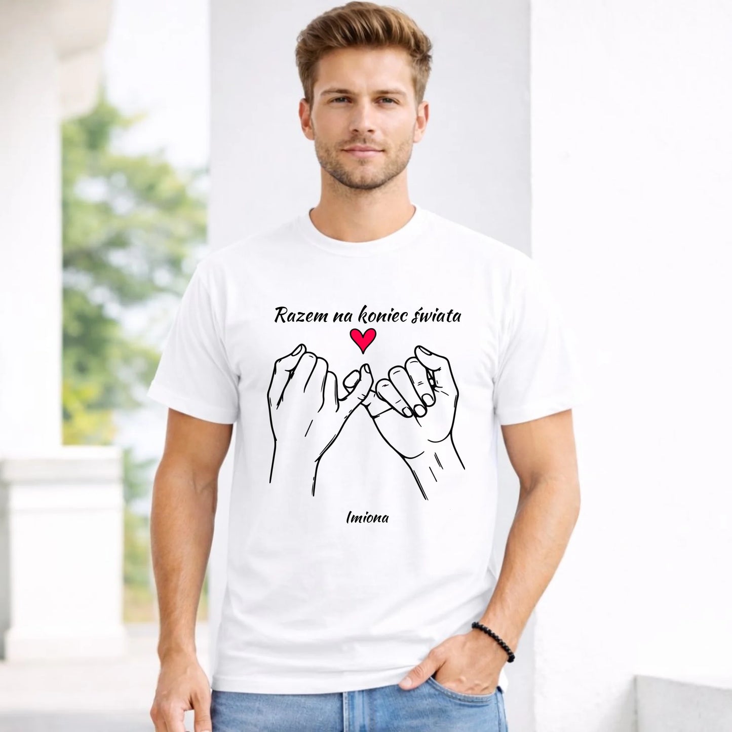 Koszulka męska - Razem na koniec świata - personalizowana W60 - StoryCups.pl