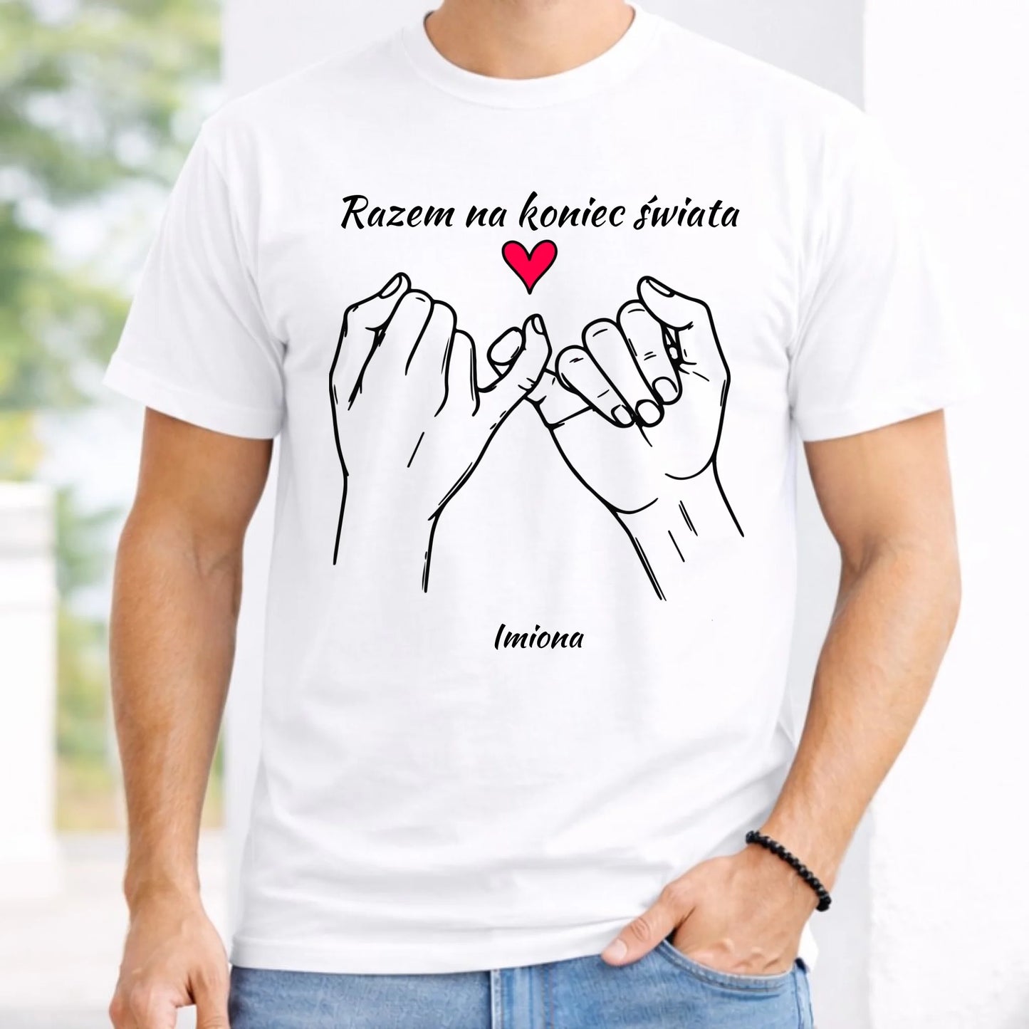 Koszulka męska - Razem na koniec świata - personalizowana W60 - StoryCups.pl