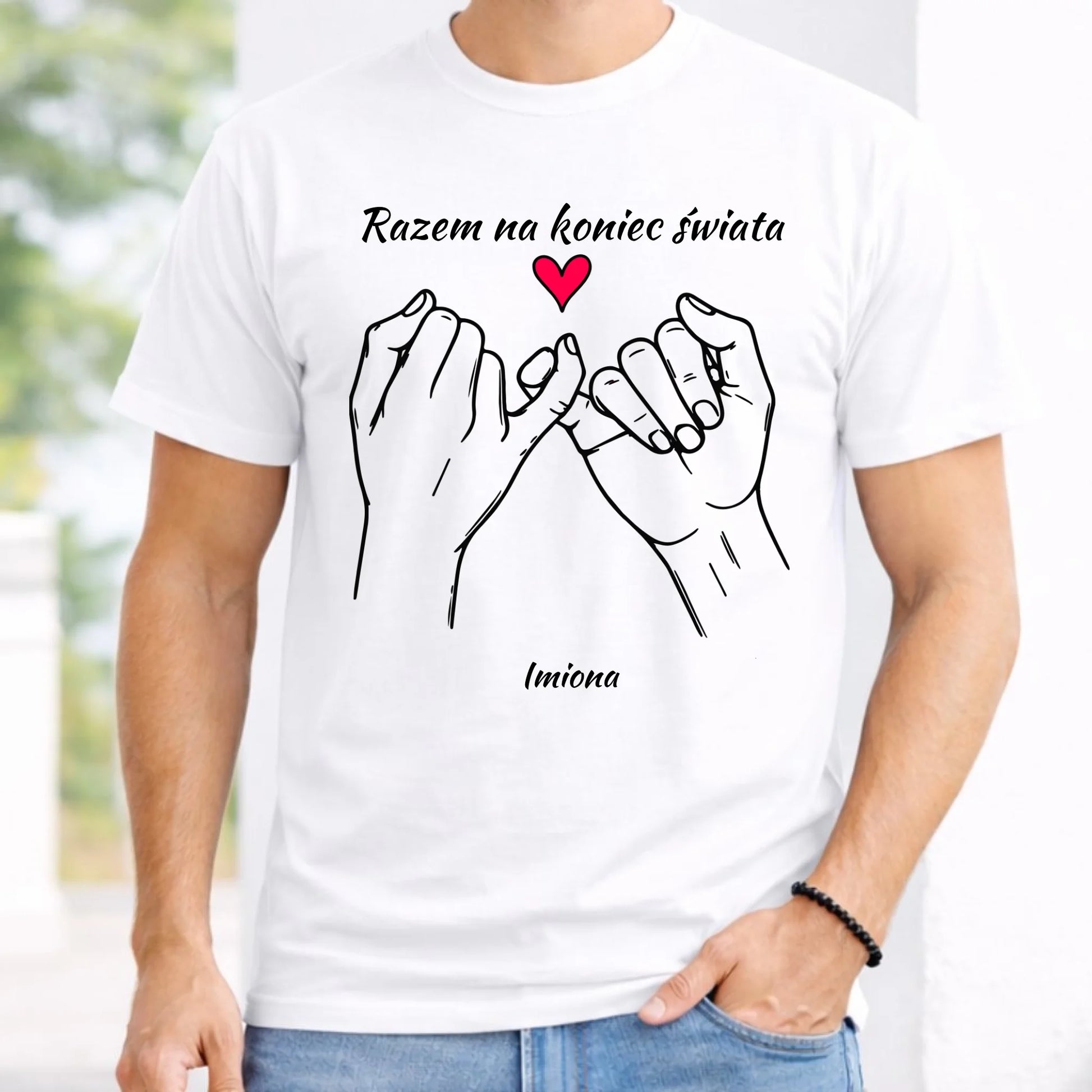 Koszulka męska - Razem na koniec świata - personalizowana W60 - StoryCups.pl