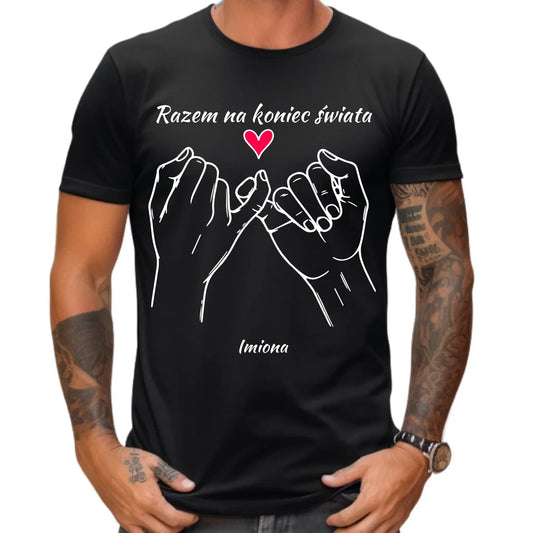 Koszulka męska - Razem na koniec świata - personalizowana W60 - StoryCups.pl