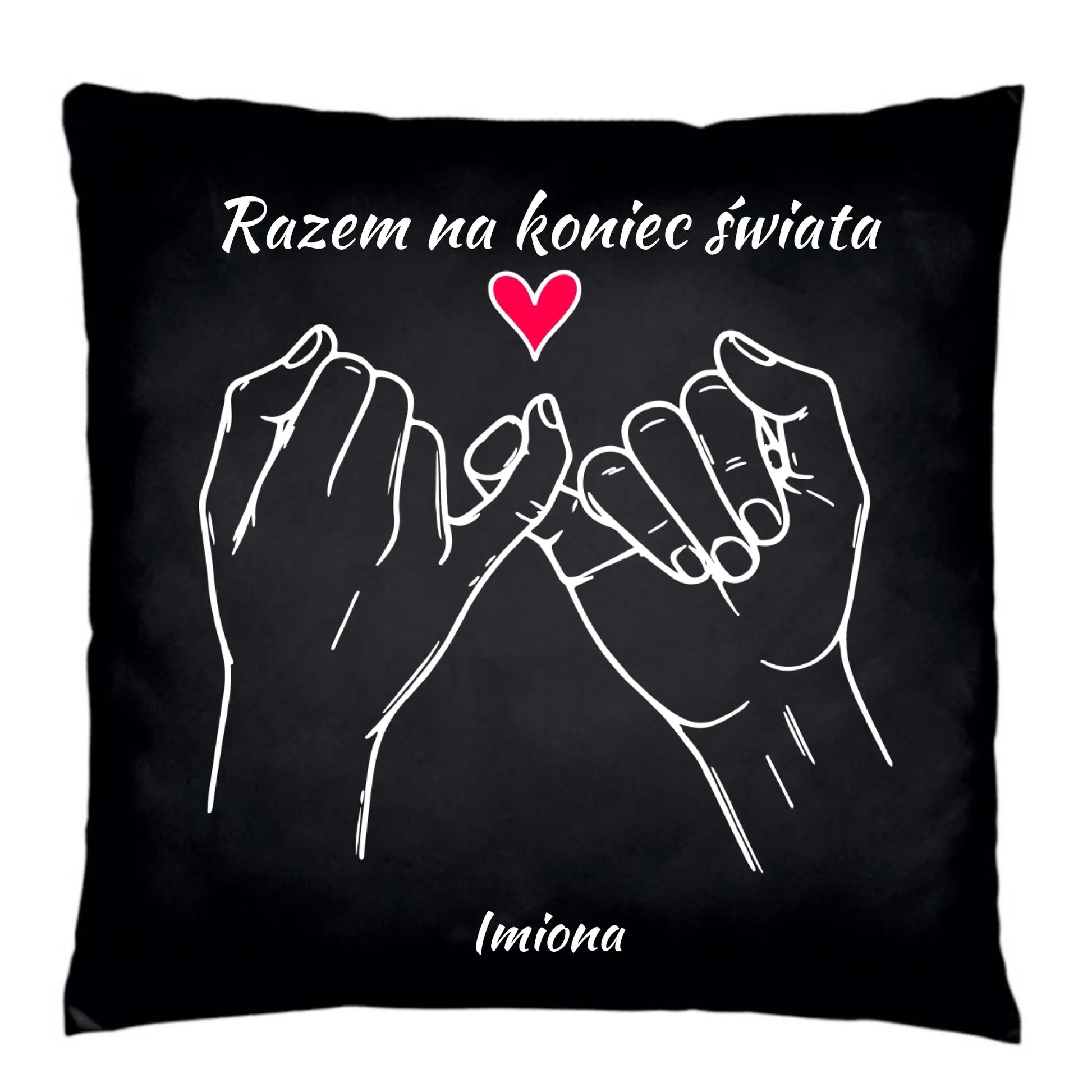 Poduszka dekoracyjna dla par - Razem na koniec świata - personalizowana W60 - StoryCups.pl