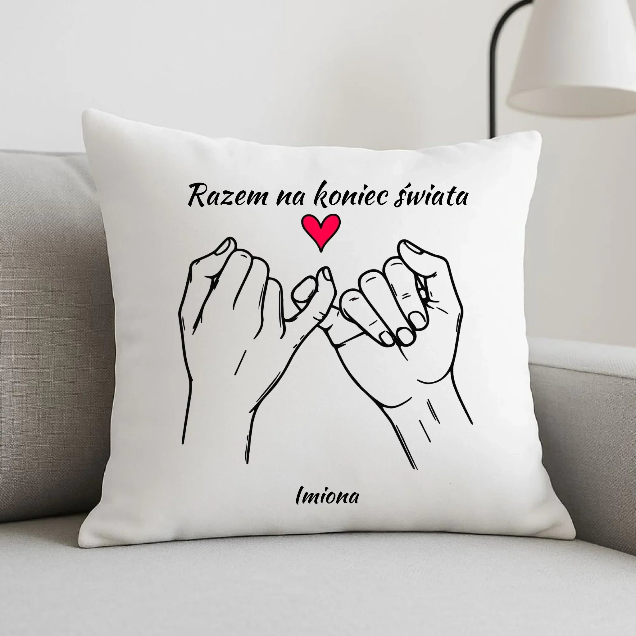 Poduszka dla par - Razem na koniec świata - personalizowana W60 - StoryCups.pl