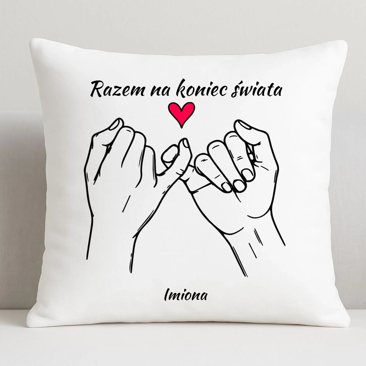 Poduszka dla par - Razem na koniec świata - personalizowana W60 - StoryCups.pl