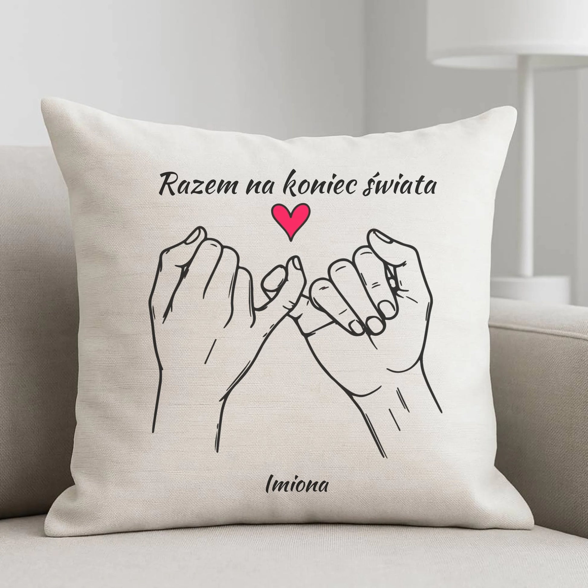 Poduszka dla par - Razem na koniec świata - personalizowana W60 - StoryCups.pl